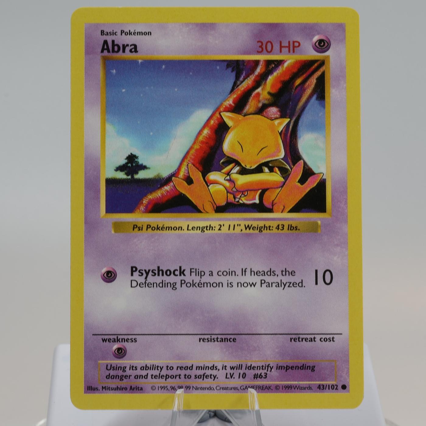 Pokemon TCG Abra 43102 Base Set Common Shadowless WOTC 1999 EXCNM 168144948190 2