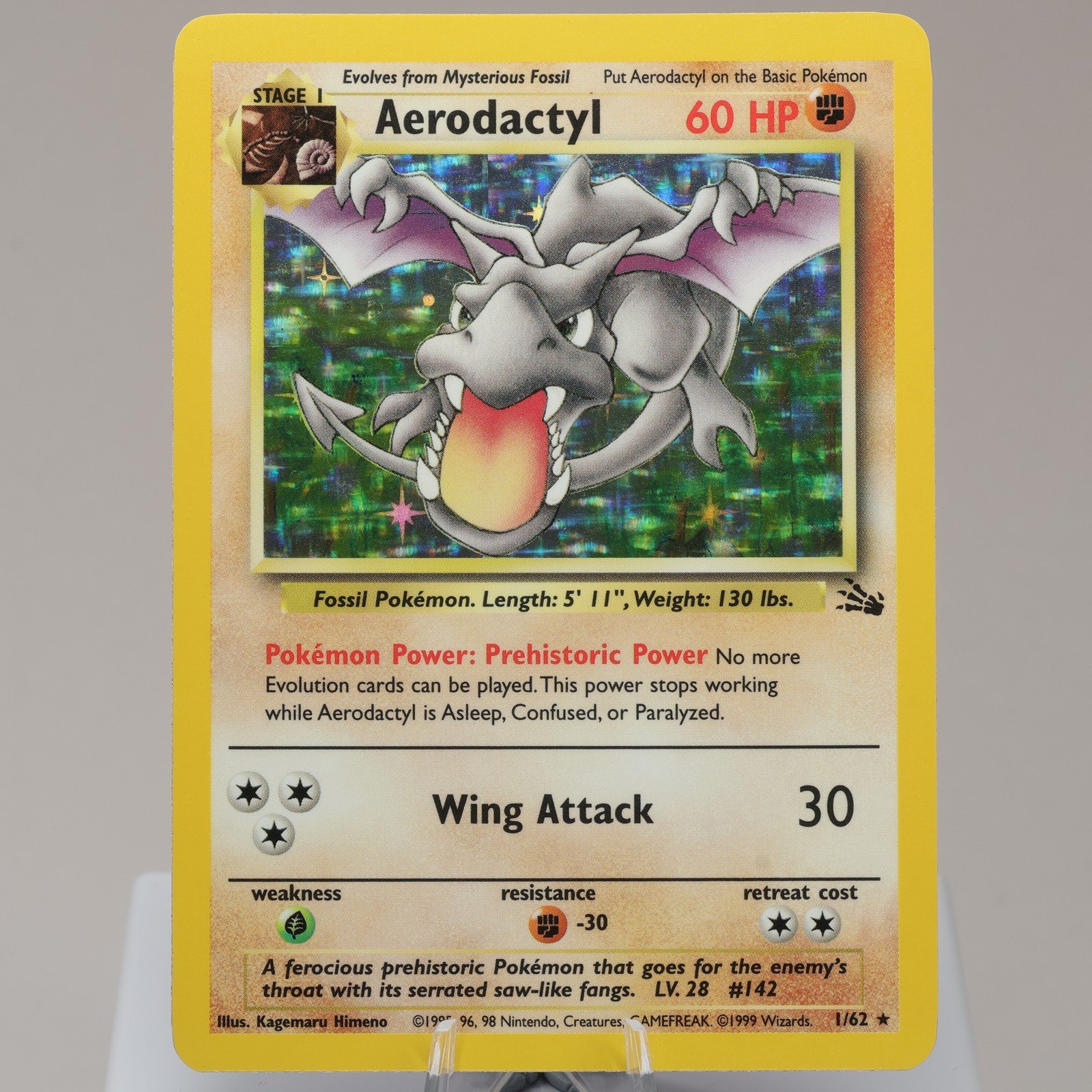 Pokemon TCG Aerodactyl 162 Fossil Holo Rare WOTC 1999 NM 167950658960 2