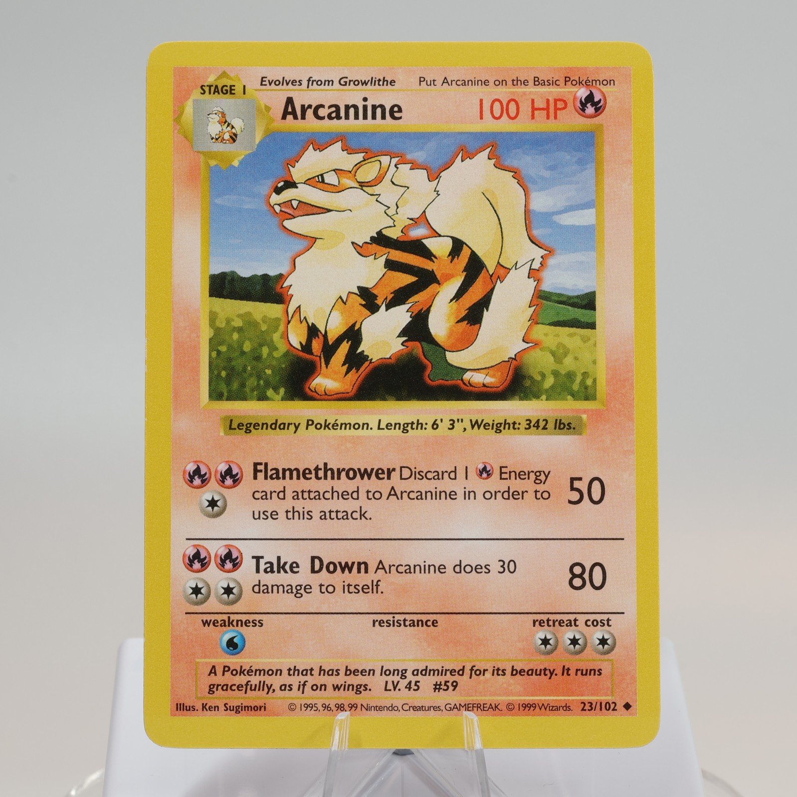Pokemon TCG Arcanine 23102 Base Set Uncommon Shadowless WOTC 1999 NMEXC 168144948220 2