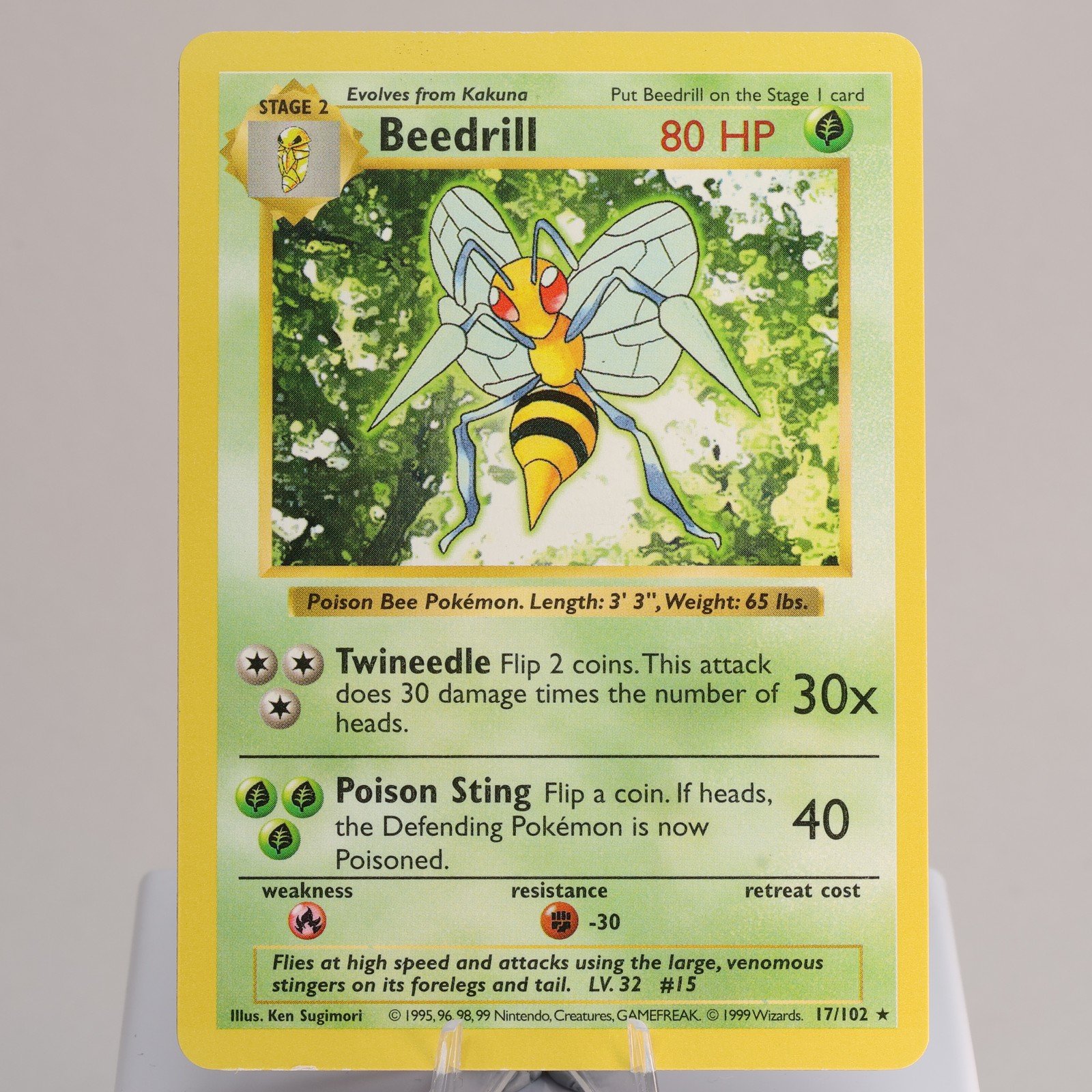 Pokemon TCG Beedrill 17102 Base Set Rare Shadowless WOTC 1999 EXC 168006227390 2