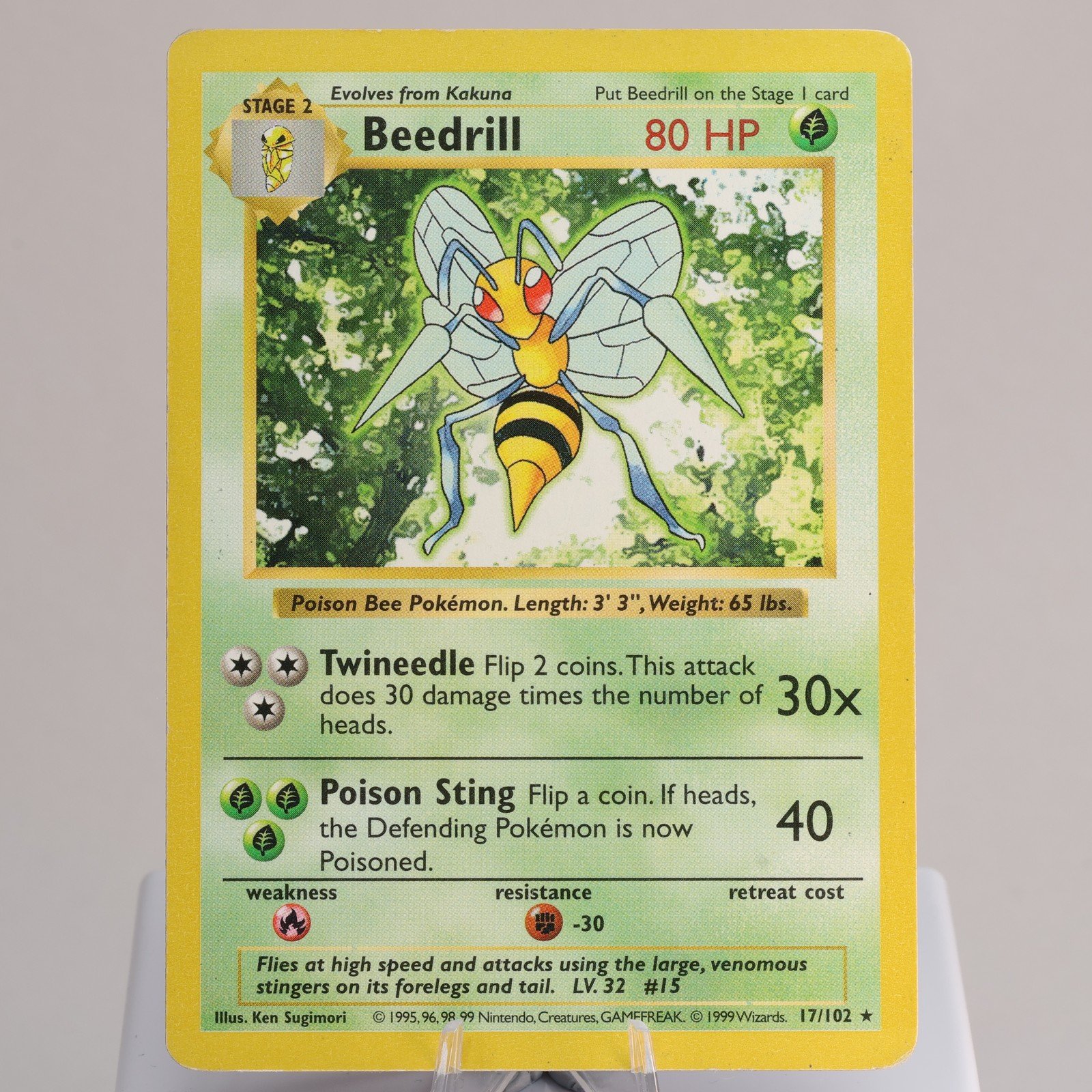 Pokemon TCG Beedrill 17102 Base Set Rare Shadowless WOTC 1999 EXC 168006227450 2