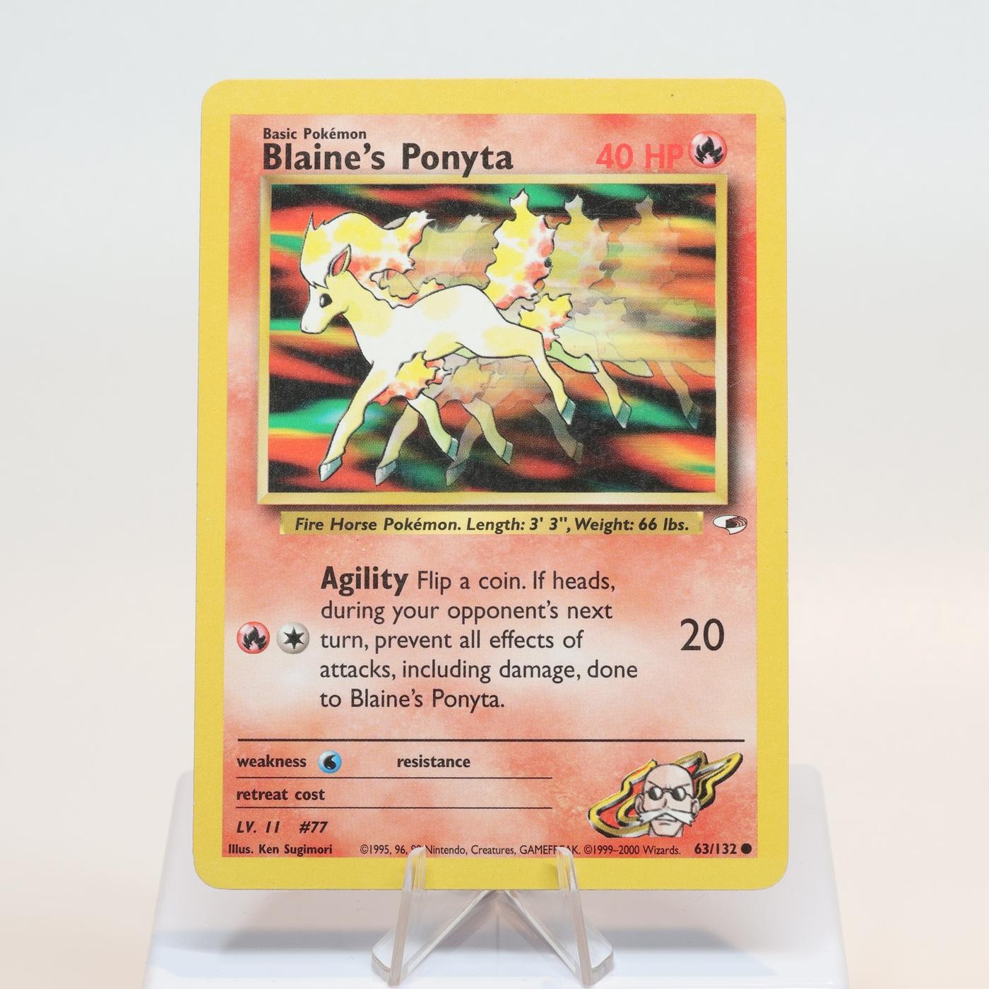 Pokemon TCG Blaines Ponyta 63132 Gym Heroes Common WOTC EXC 168232466180 2