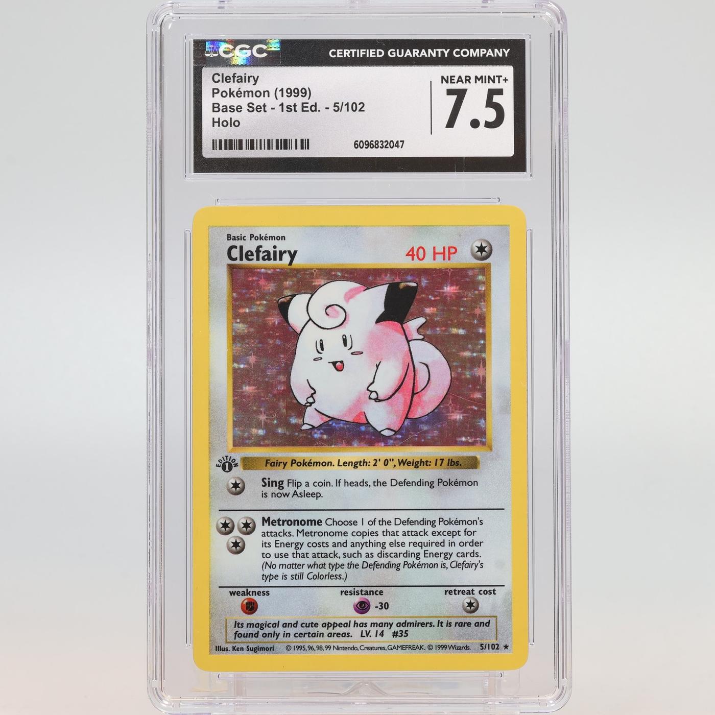 Pokemon TCG Clefairy 5102 Base Set Holo Rare 1st Edition CGC 75 NM 168407689380 2
