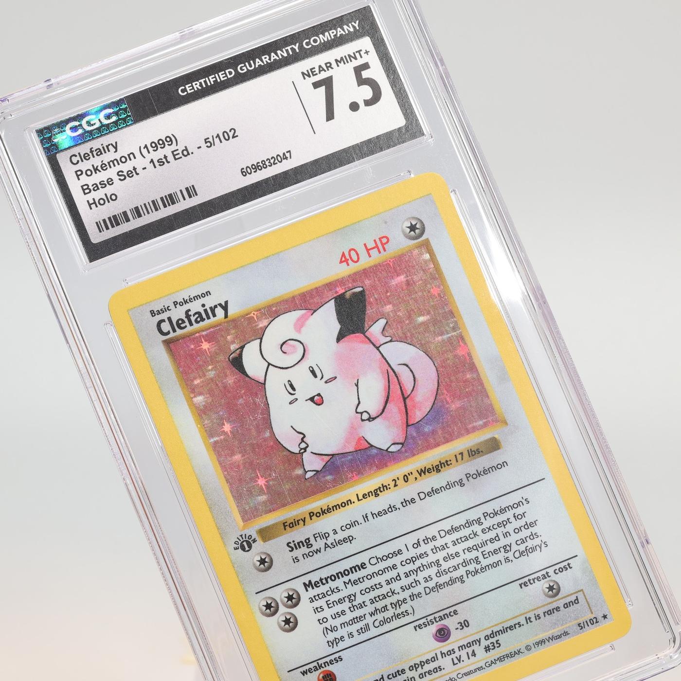 Pokemon TCG – Clefairy 5/102 Base Set Holo Rare 1st Edition – CGC 7.5 NM+