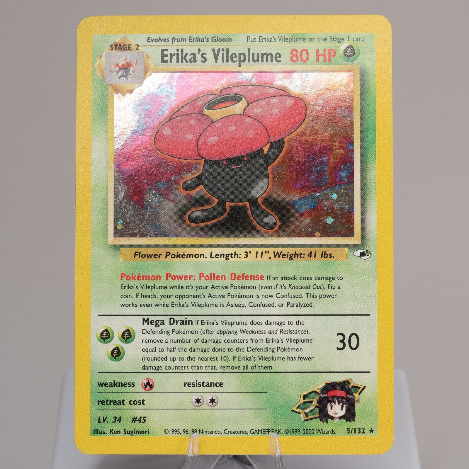 Pokemon TCG Erikas Vileplume 5132 Gym Heroes Holo MP Crease 167974214040 2