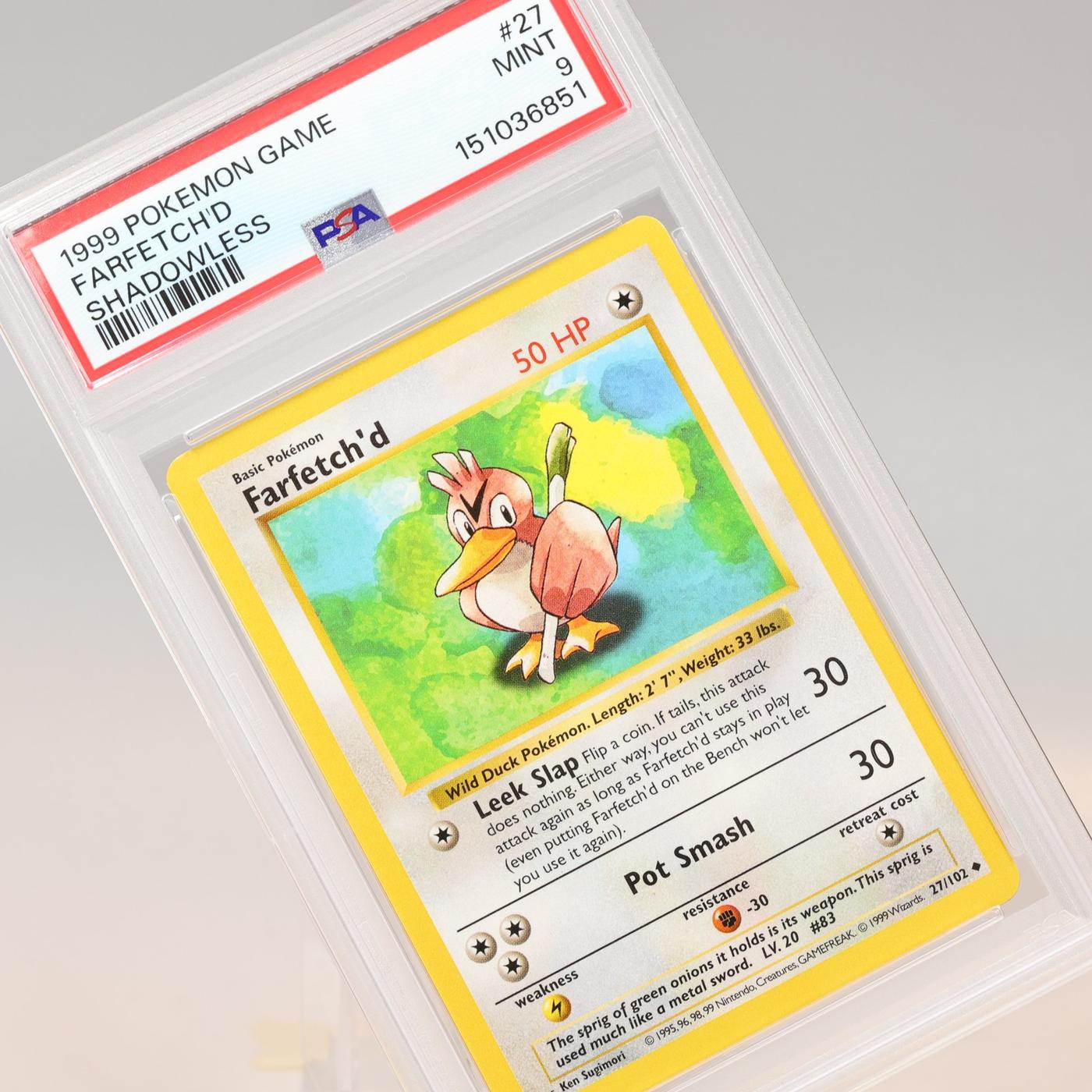 Pokemon TCG Farfetchd 27102 Base Set Uncommon Shadowless PSA 9 MINT 168441076070