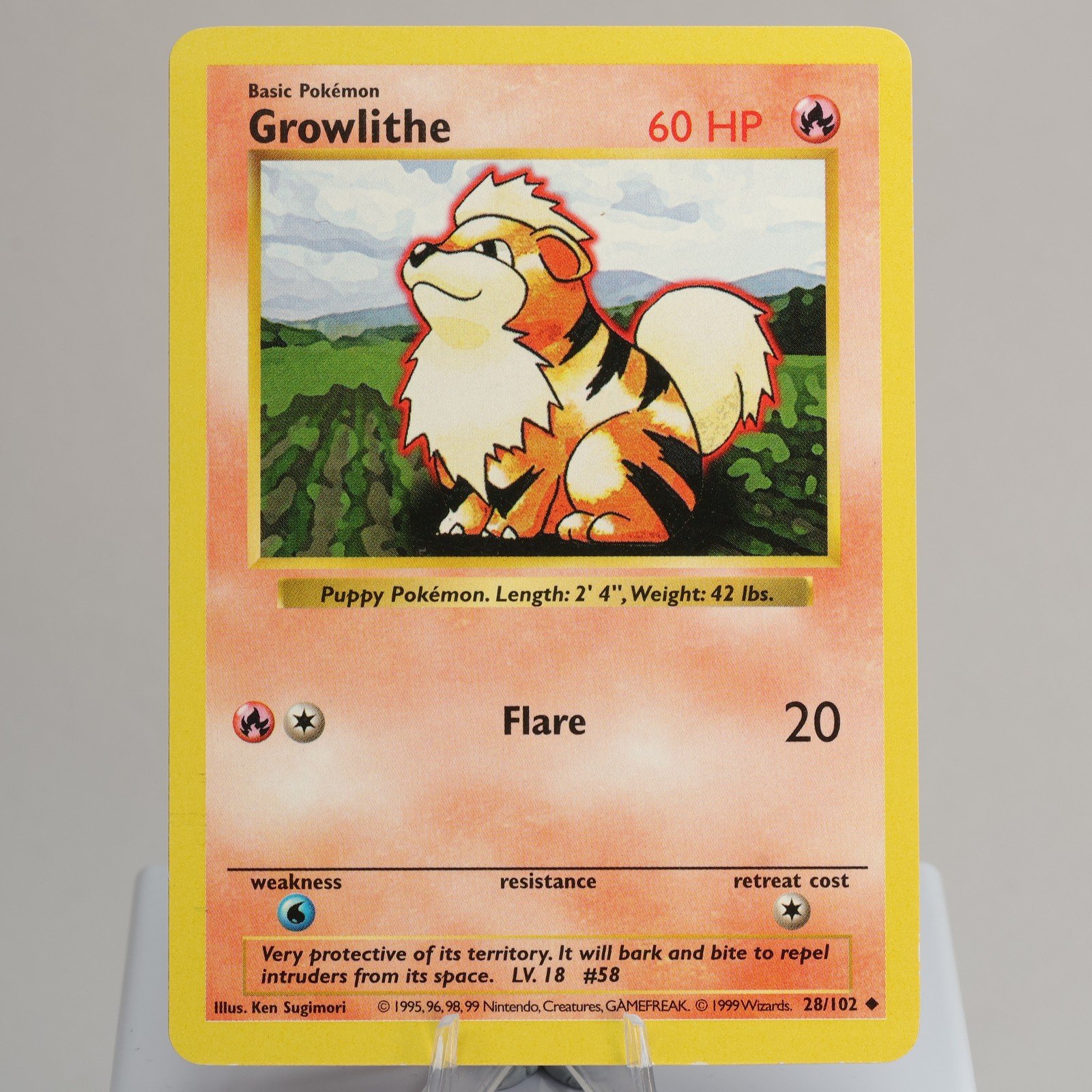 Pokemon TCG Growlithe 28102 Base Set Uncommon Shadowless WOTC 1999 EXC 168006227370 2