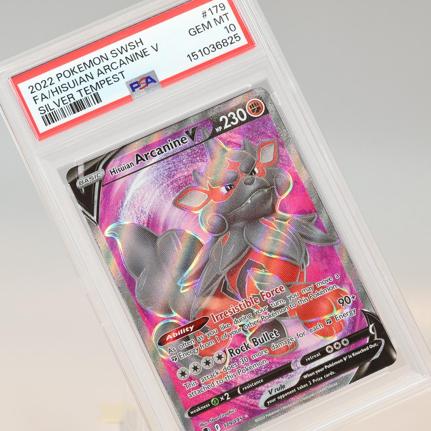 Pokemon TCG Hisuian Arcanine V 179195 Silver Tempest Full Art PSA 10 GEM MT 168441076160