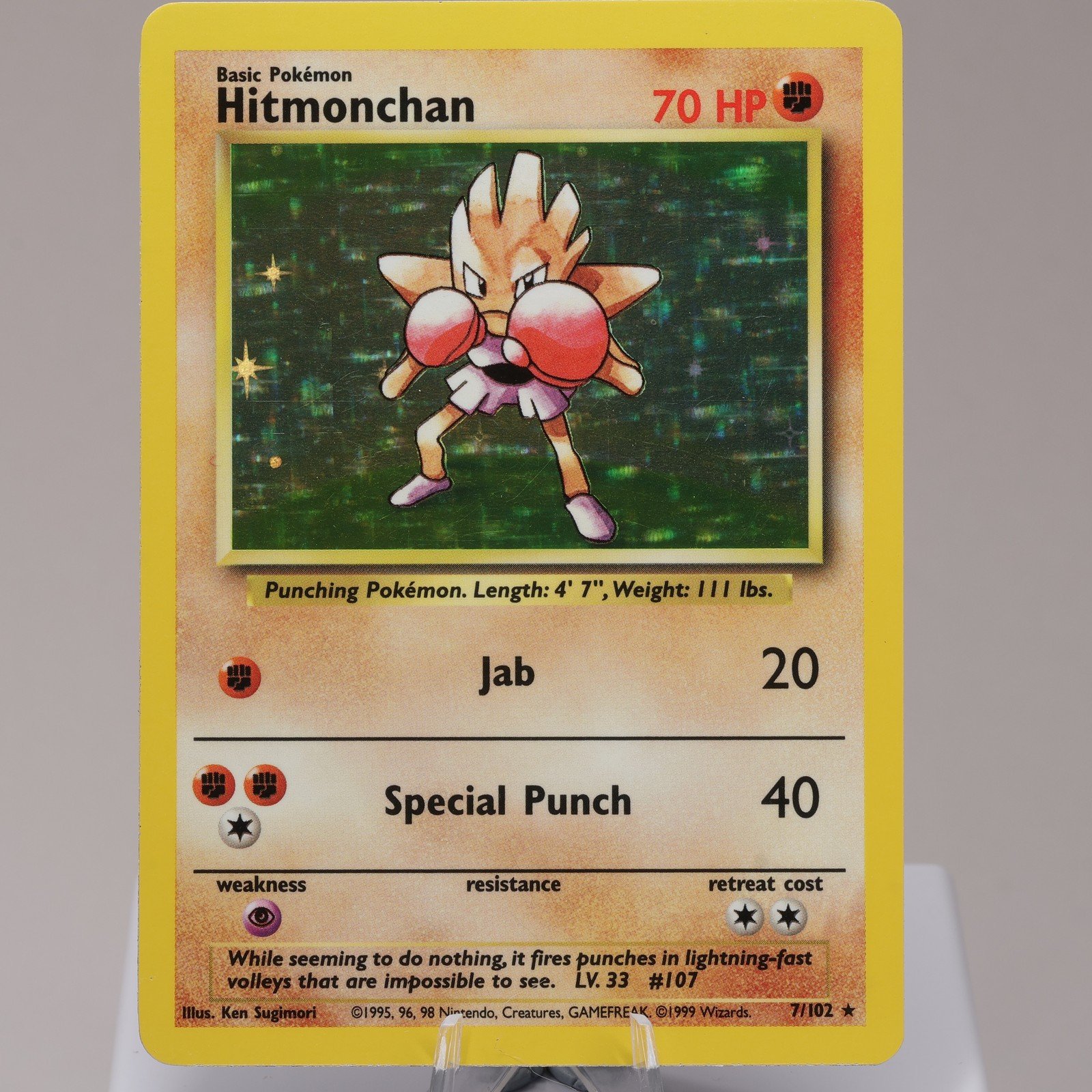 Pokemon TCG Hitmonchan 7102 Base Set Holo Rare WOTC 1999 EXCNM 167950659010 2