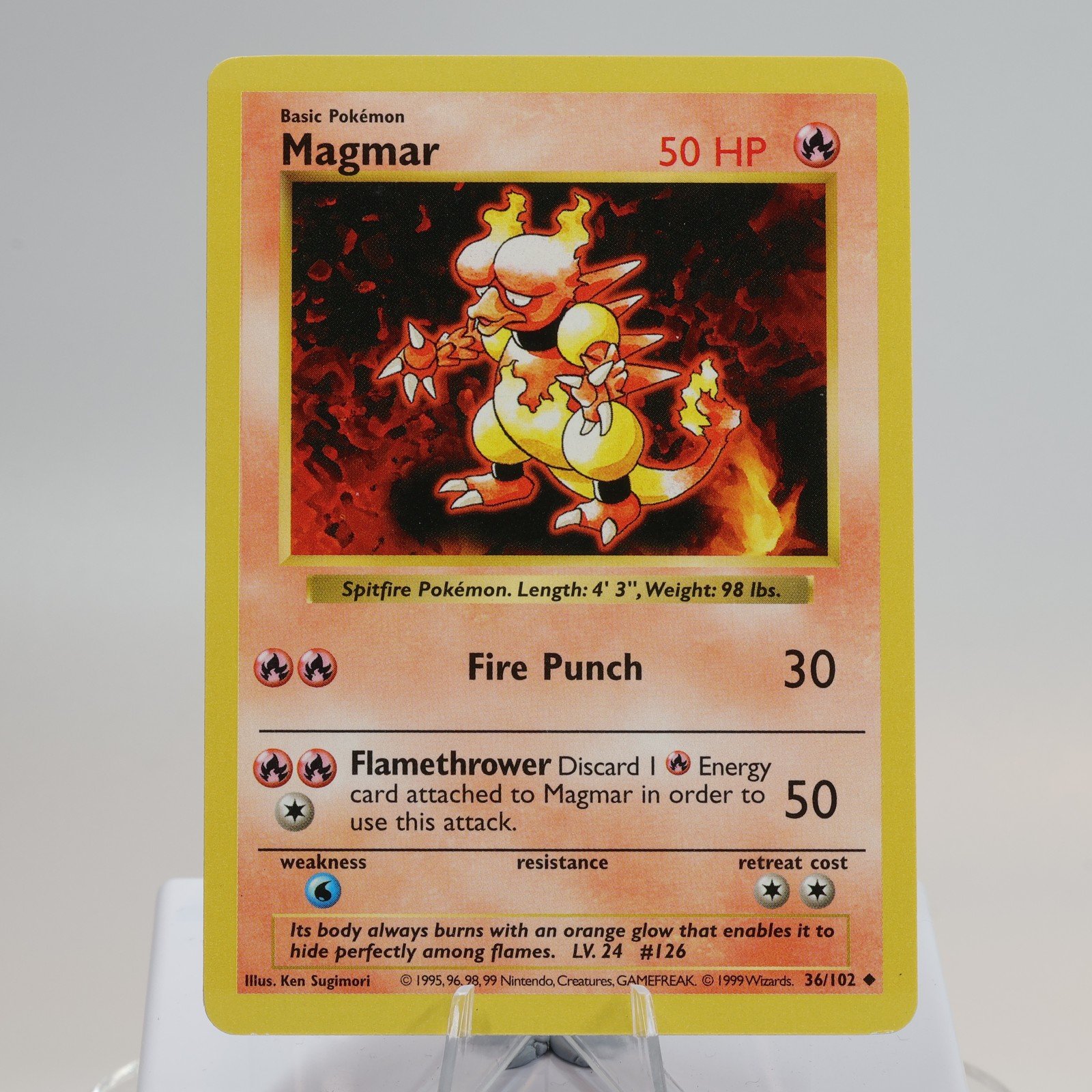 Pokemon TCG Magmar 36102 Base Set Uncommon Shadowless WOTC 1999 NMEXC 168144948170 2