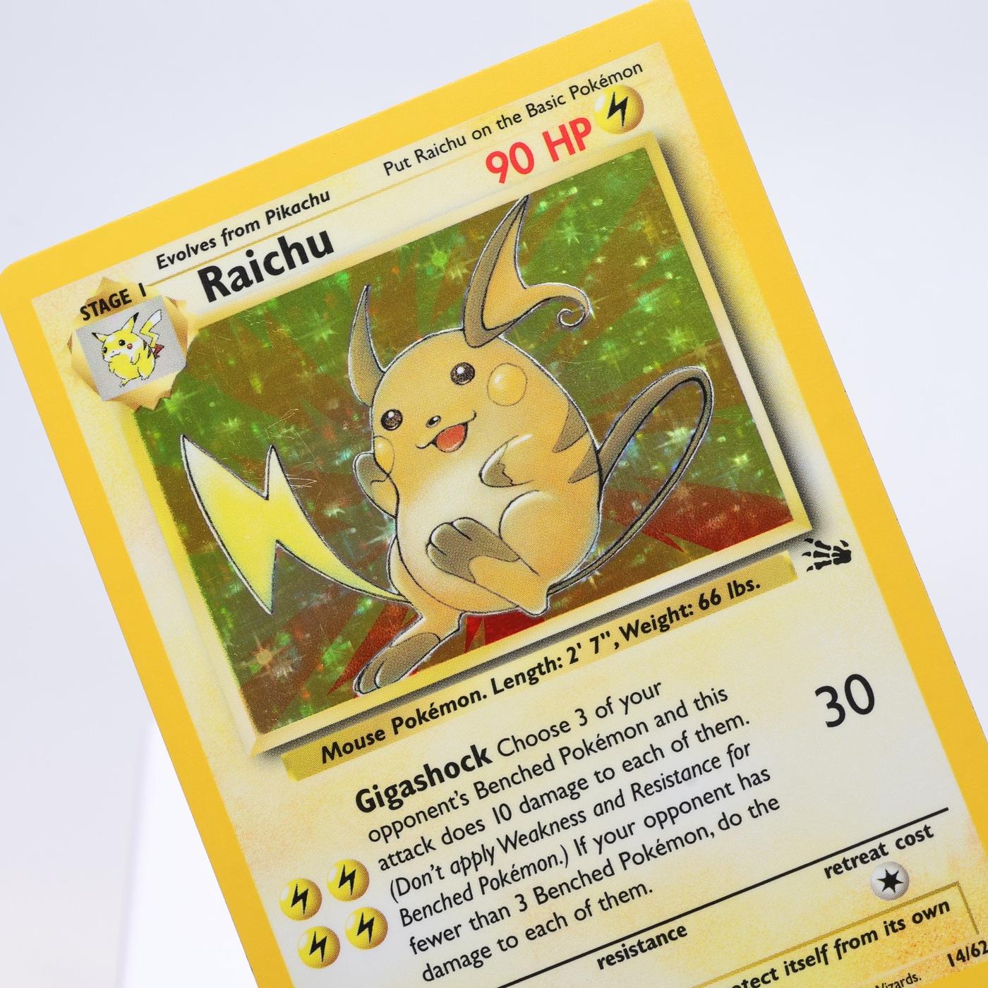 Pokemon TCG – Raichu 14/62 Fossil Holo Rare  WOTC – NM MISCUT