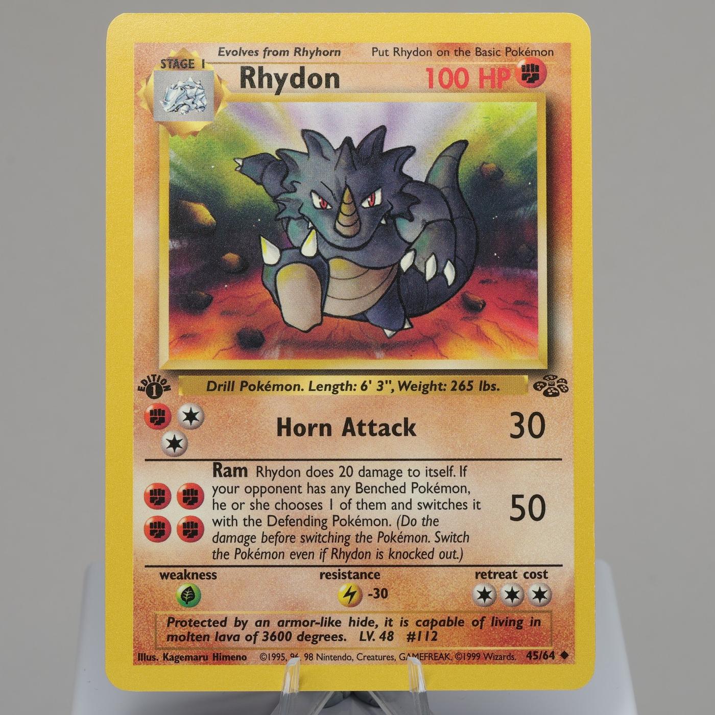 Pokemon TCG Rhydon 4564 Jungle Uncommon 1st Edition WOTC 1999 167974214020 2