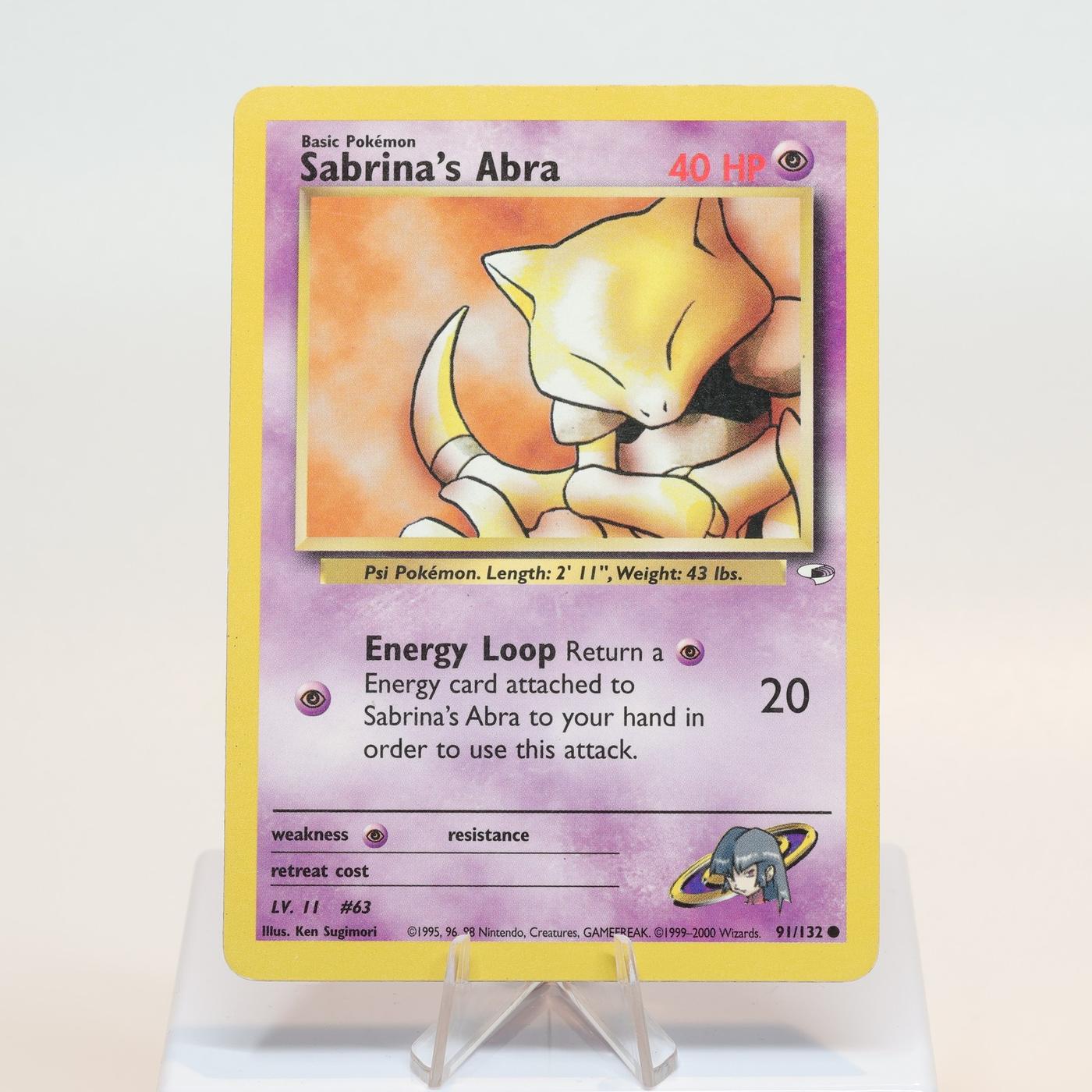 Pokemon TCG Sabrinas Abra 91132 Gym Heroes Common WOTC MP 168232466150 2