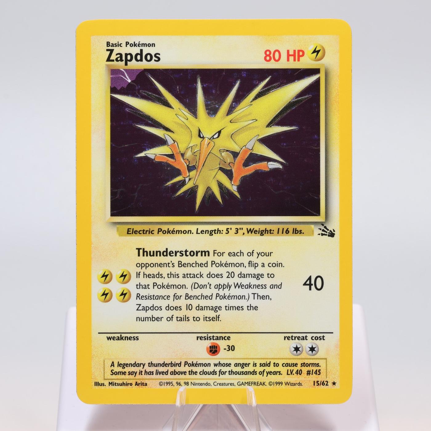 Pokemon TCG Zapdos 1562 Fossil Holo Rare WOTC NM 168421188120 2