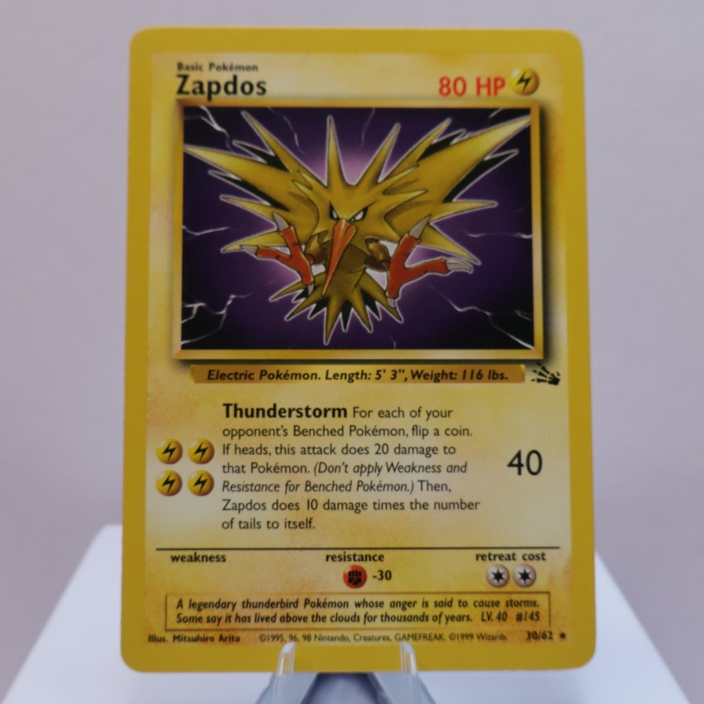 Pokemon TCG Zapdos 3062 Fossil Rare WOTC 1999 EXCNM 167830364460 2