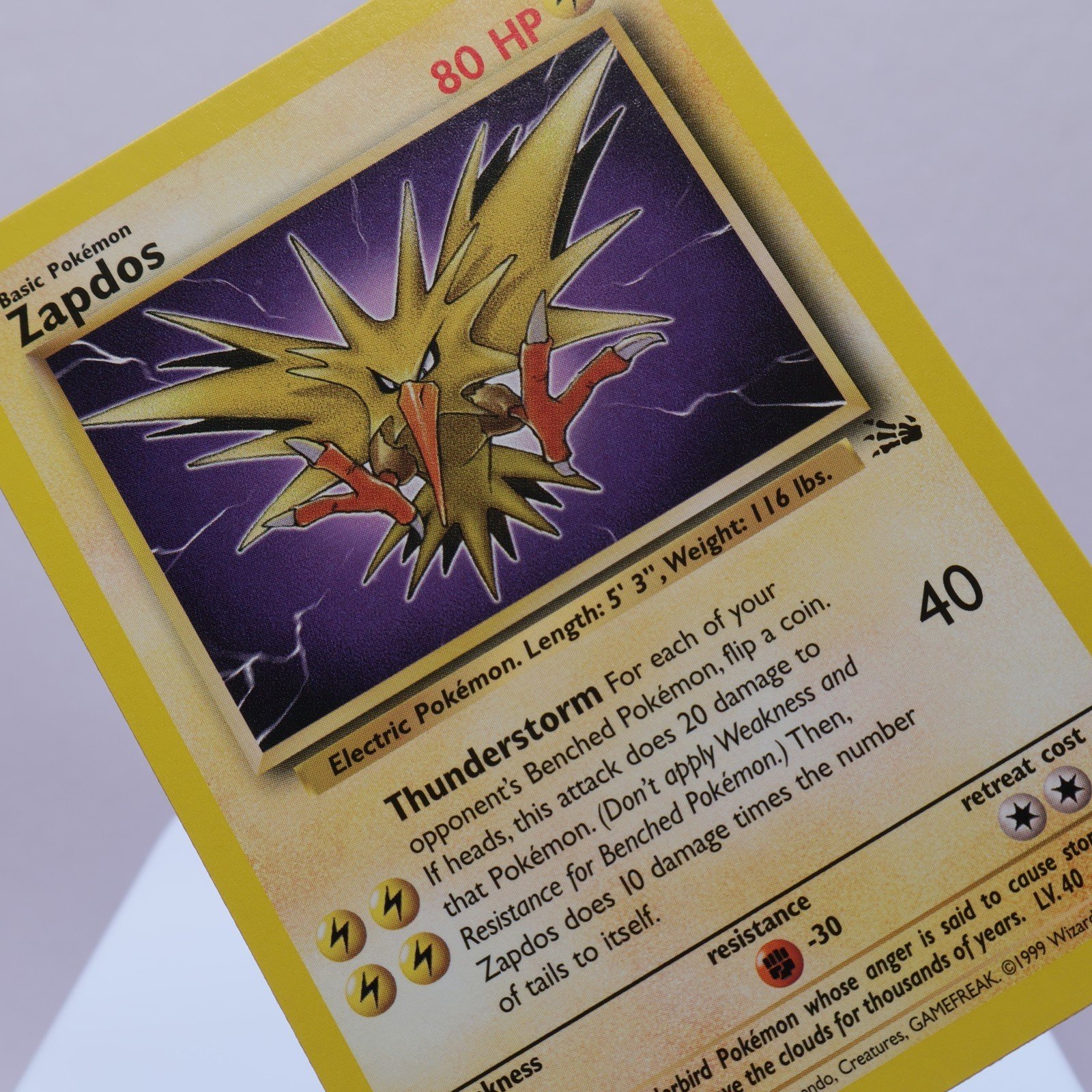 Pokemon TCG – Zapdos 30/62 Fossil Rare  WOTC 1999 – NM