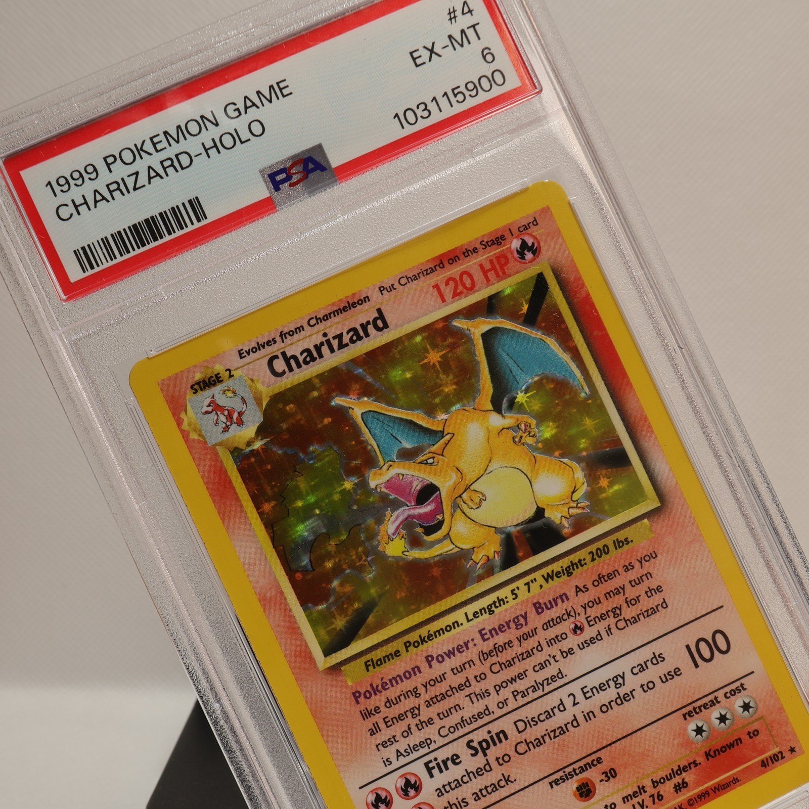 Pokemon TCG – Charizard 4/102 Base Set Holo Rare   – PSA 6 EX/MT 