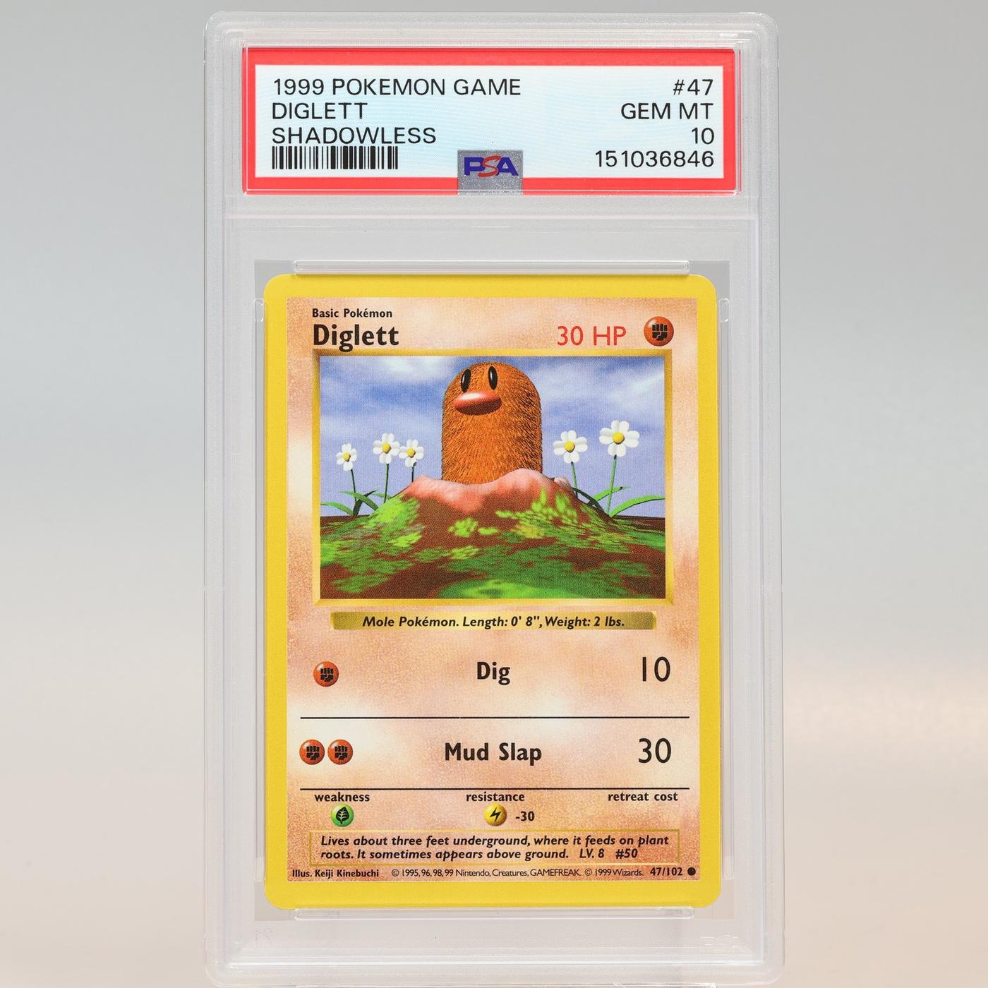 Pokemon TCG Diglett 47102 Base Set Common Shadowless PSA 10 GEM MT 168441076161 2