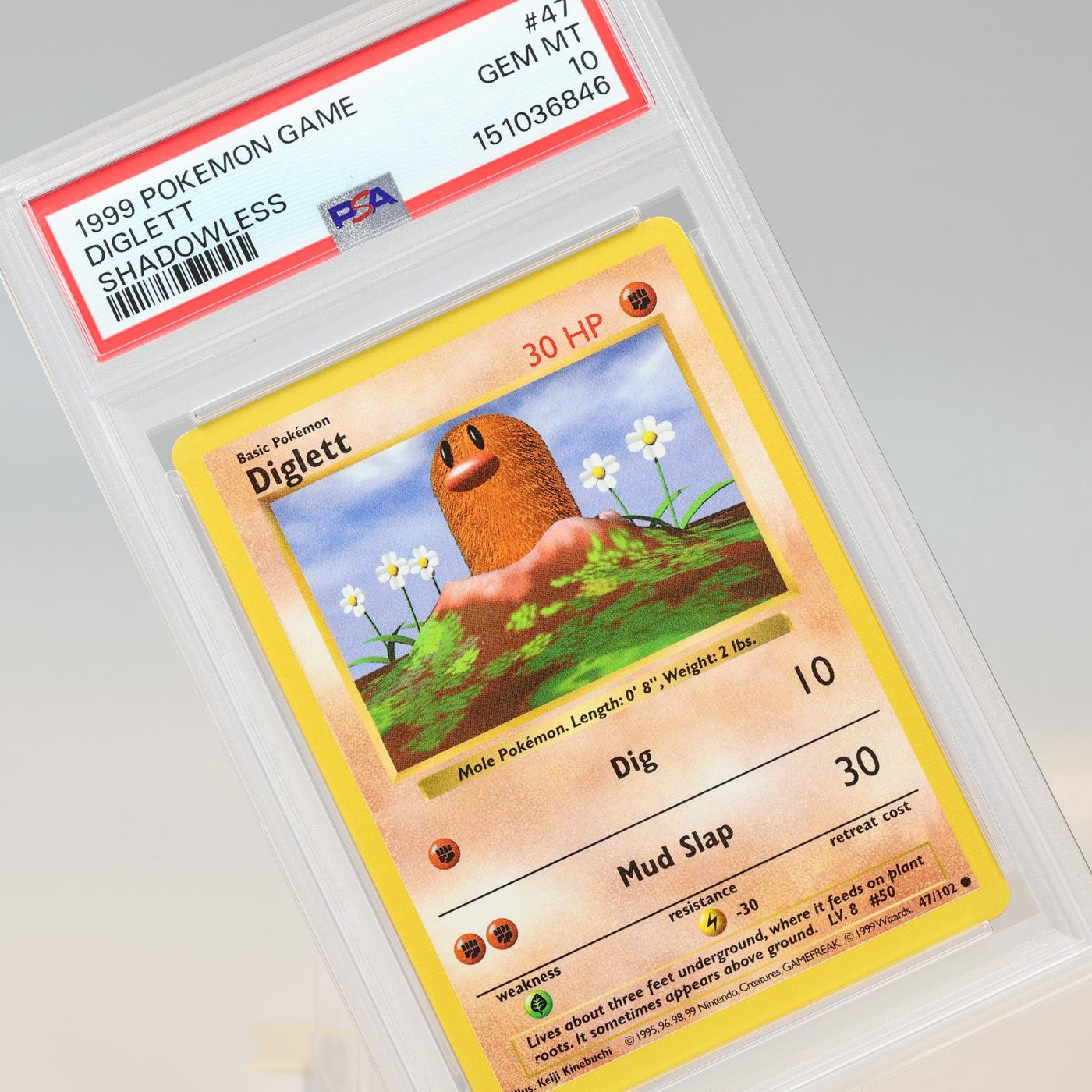 Pokemon TCG Diglett 47102 Base Set Common Shadowless PSA 10 GEM MT 168441076161