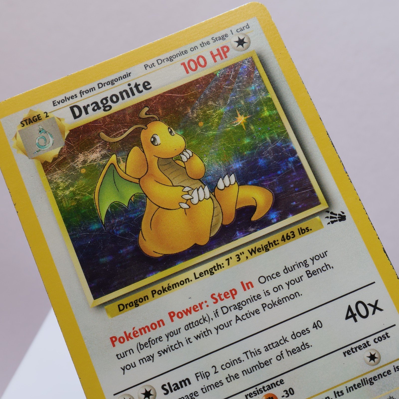 Pokemon TCG Dragonite 462 Fossil Holo Rare WOTC 1999 MP 167830364511