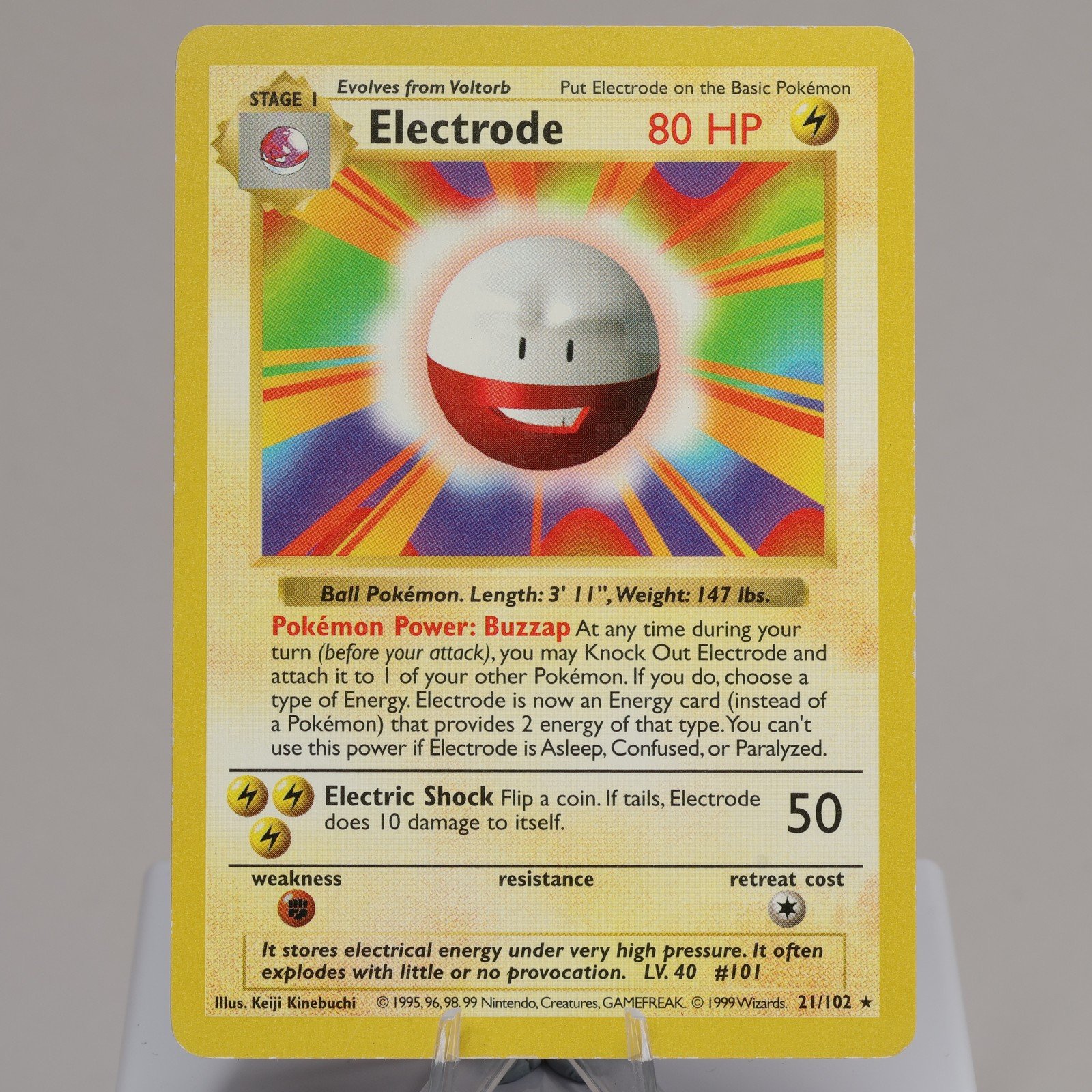 Pokemon TCG Electrode 21102 Base Set Rare Shadowless EXC Crease 167974214051 2