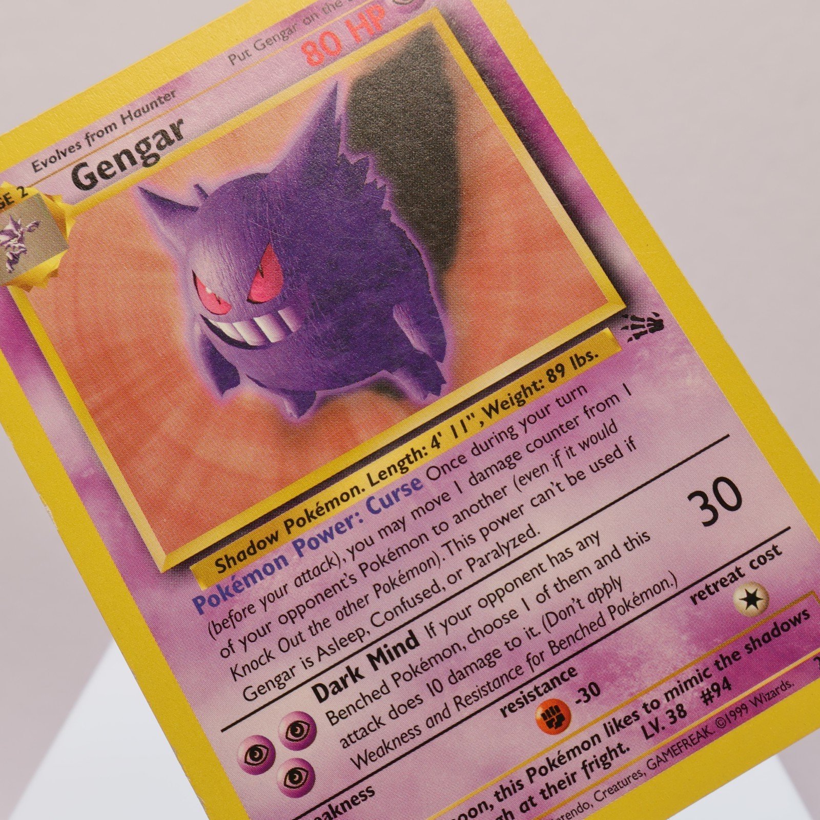 Pokemon TCG – Gengar 20/62 Fossil Rare  WOTC 1999 – PL