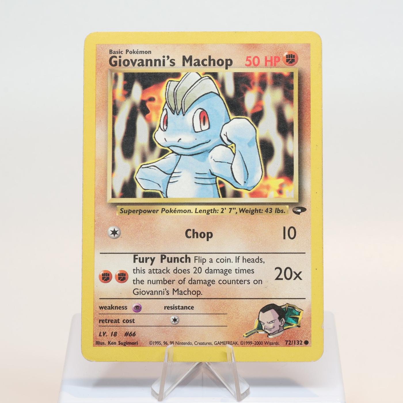 Pokemon TCG Giovannis Machop 72132 Gym Challenge Common WOTC HP 168232466161 2