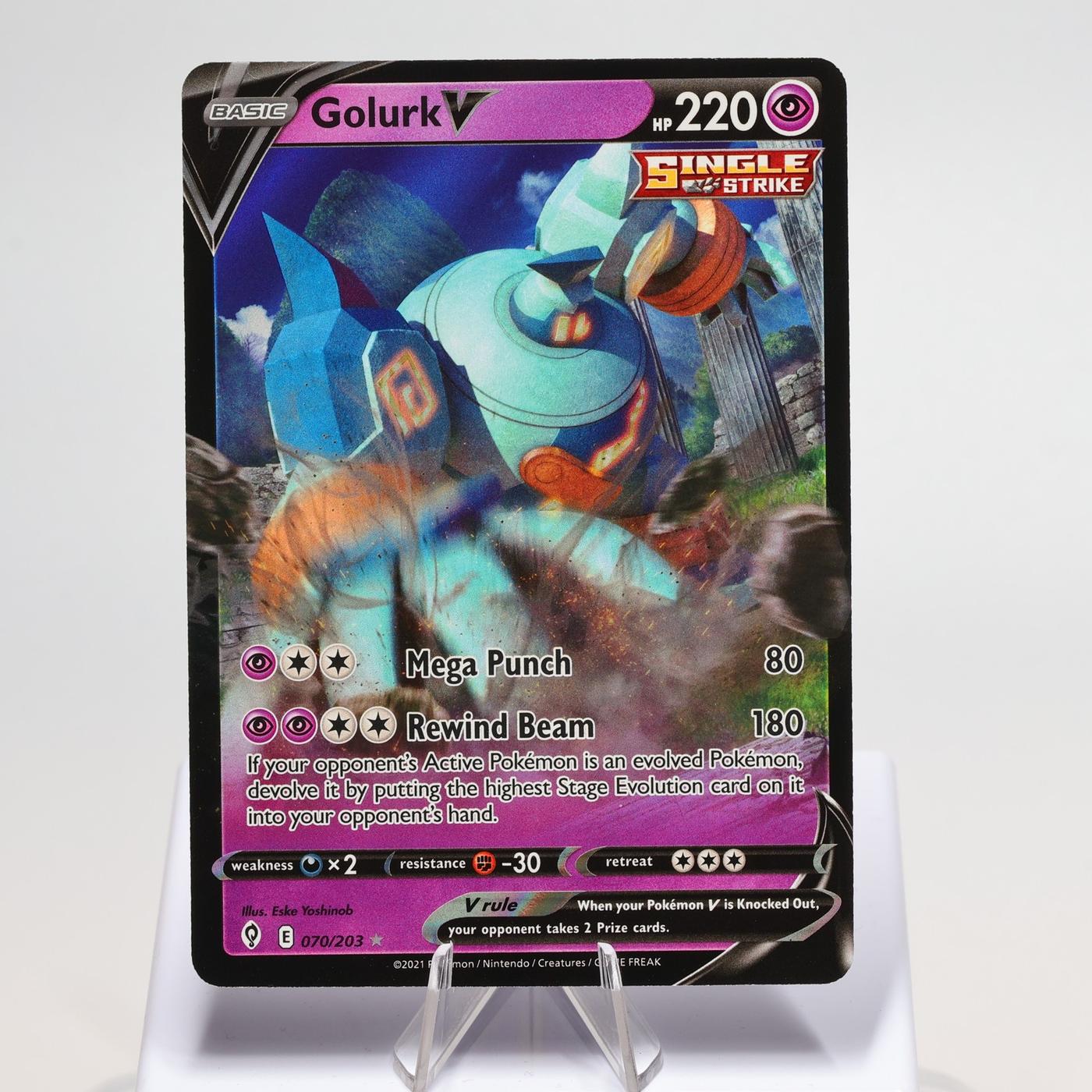 Pokemon TCG Golurk V 70203 Evolving Skies V Rare NM 168287250401 2