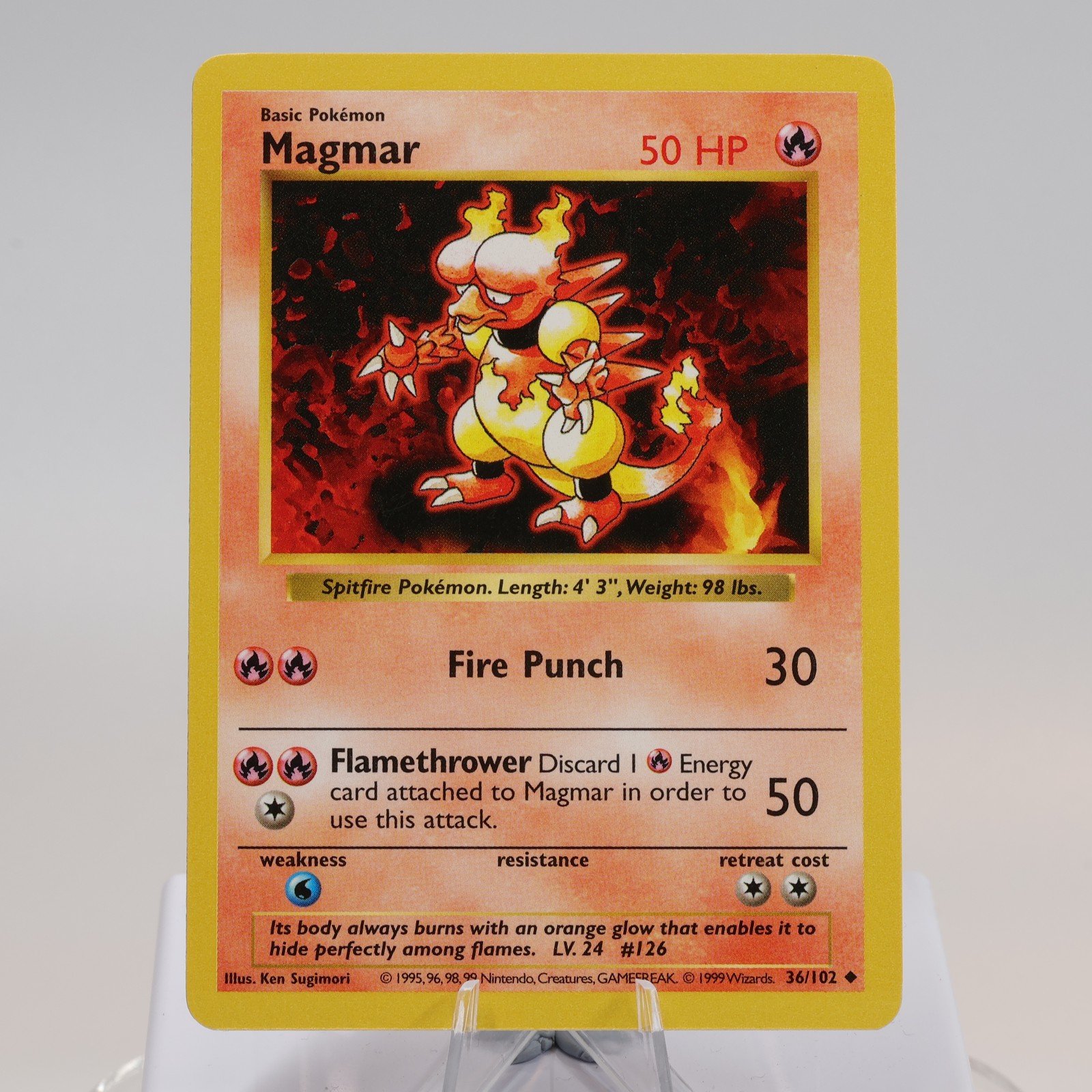 Pokemon TCG Magmar 36102 Base Set Uncommon Shadowless WOTC 1999 NMEXC 168144948261 2