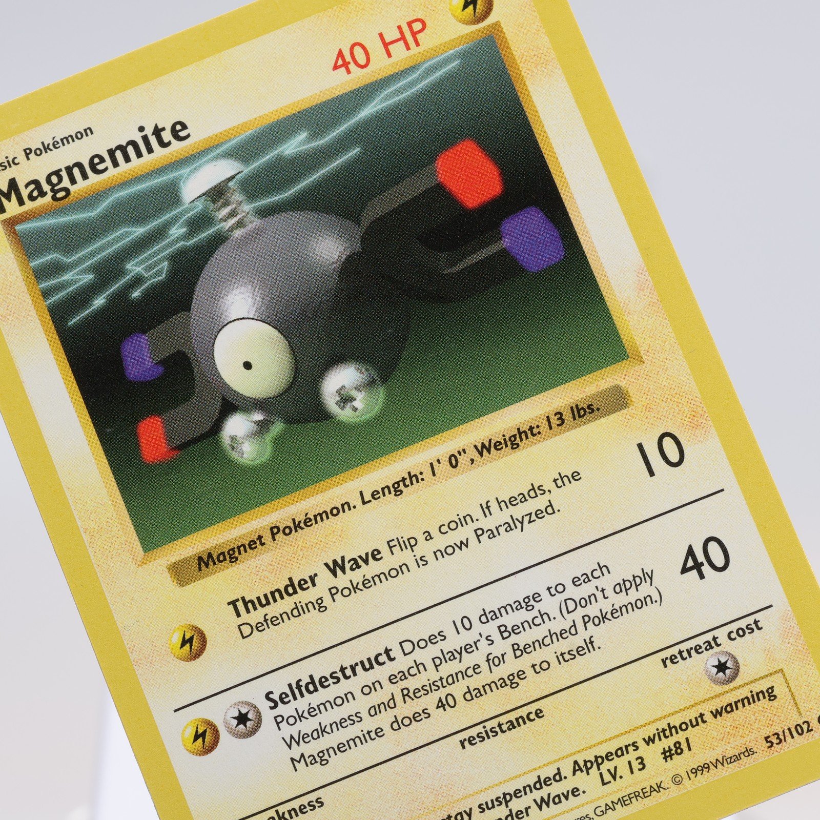Pokemon TCG – Magnemite 53/102 Base Set Common Shadowless WOTC 1999 – EXC/NM
