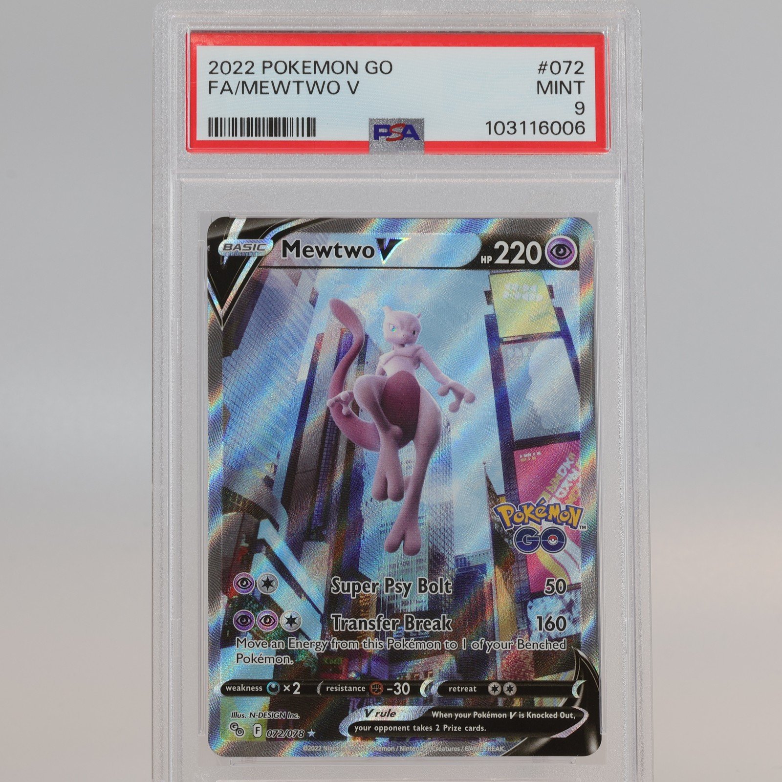 Pokemon TCG Mewtwo V 72078 Pokemon GO Full Art PSA 9 MINT 168126766351 2