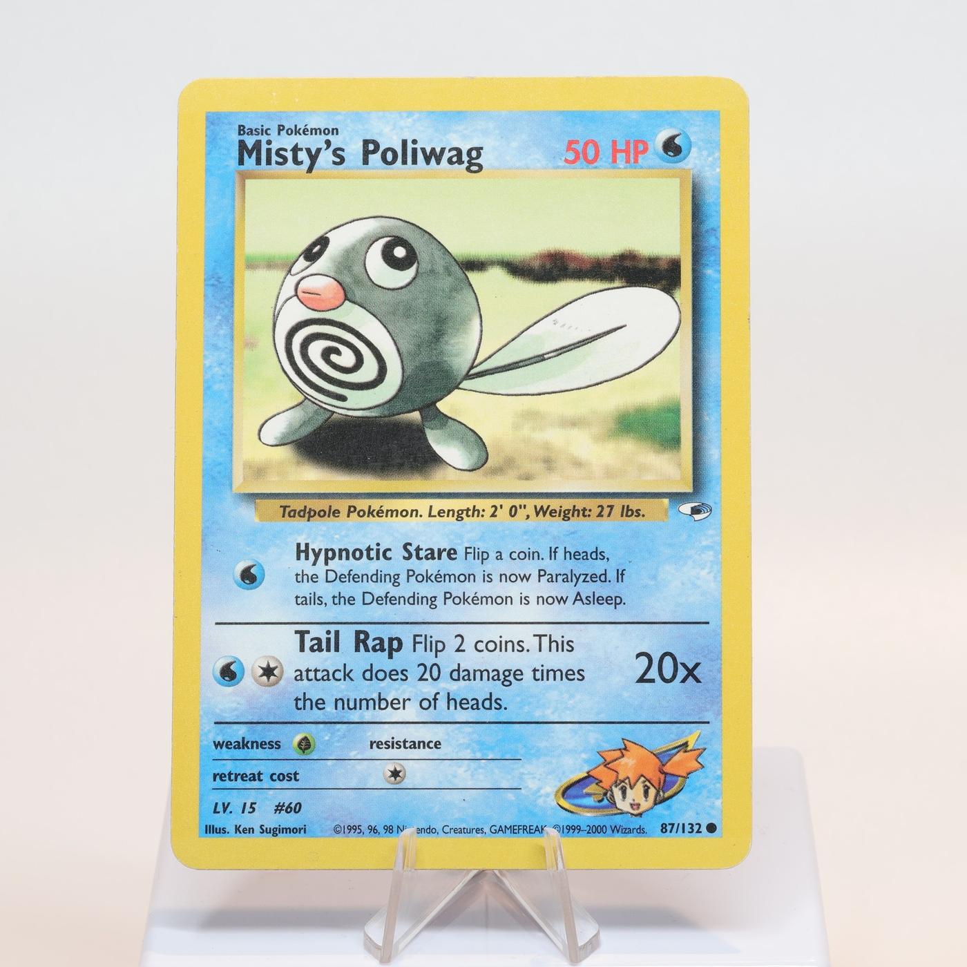 Pokemon TCG Mistys Poliwag 87132 Gym Heroes Common WOTC MP 168232466111 2
