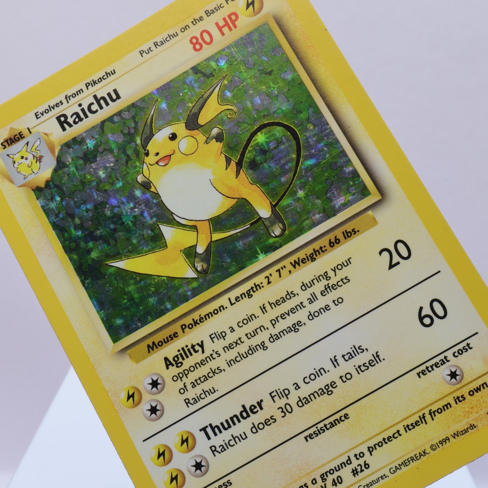 Pokemon TCG – Raichu 14/102 Base Set Holo Rare  WOTC 1999 – LP