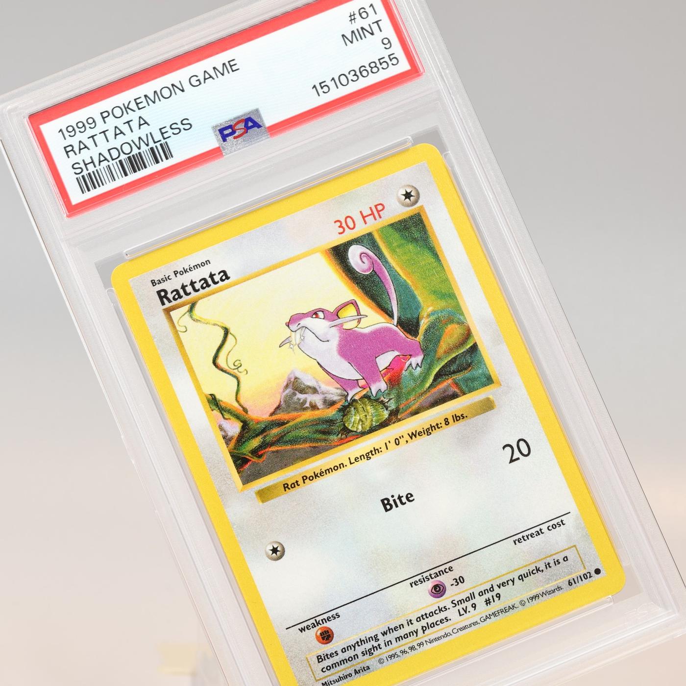 Pokemon TCG Rattata 61102 Base Set Common Shadowless PSA 9 MINT 168441076141