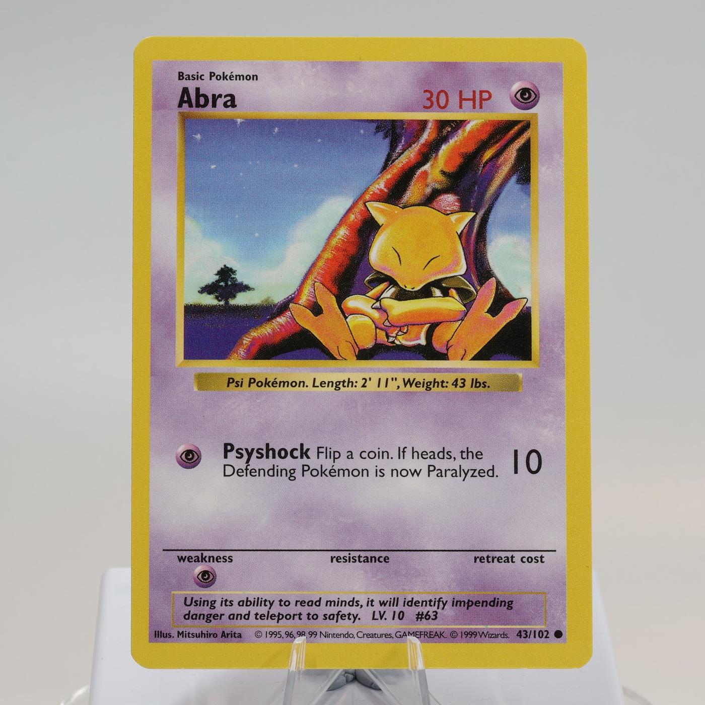 Pokemon TCG Abra 43102 Base Set Common Shadowless WOTC 1999 EXCNM 168144948252 2