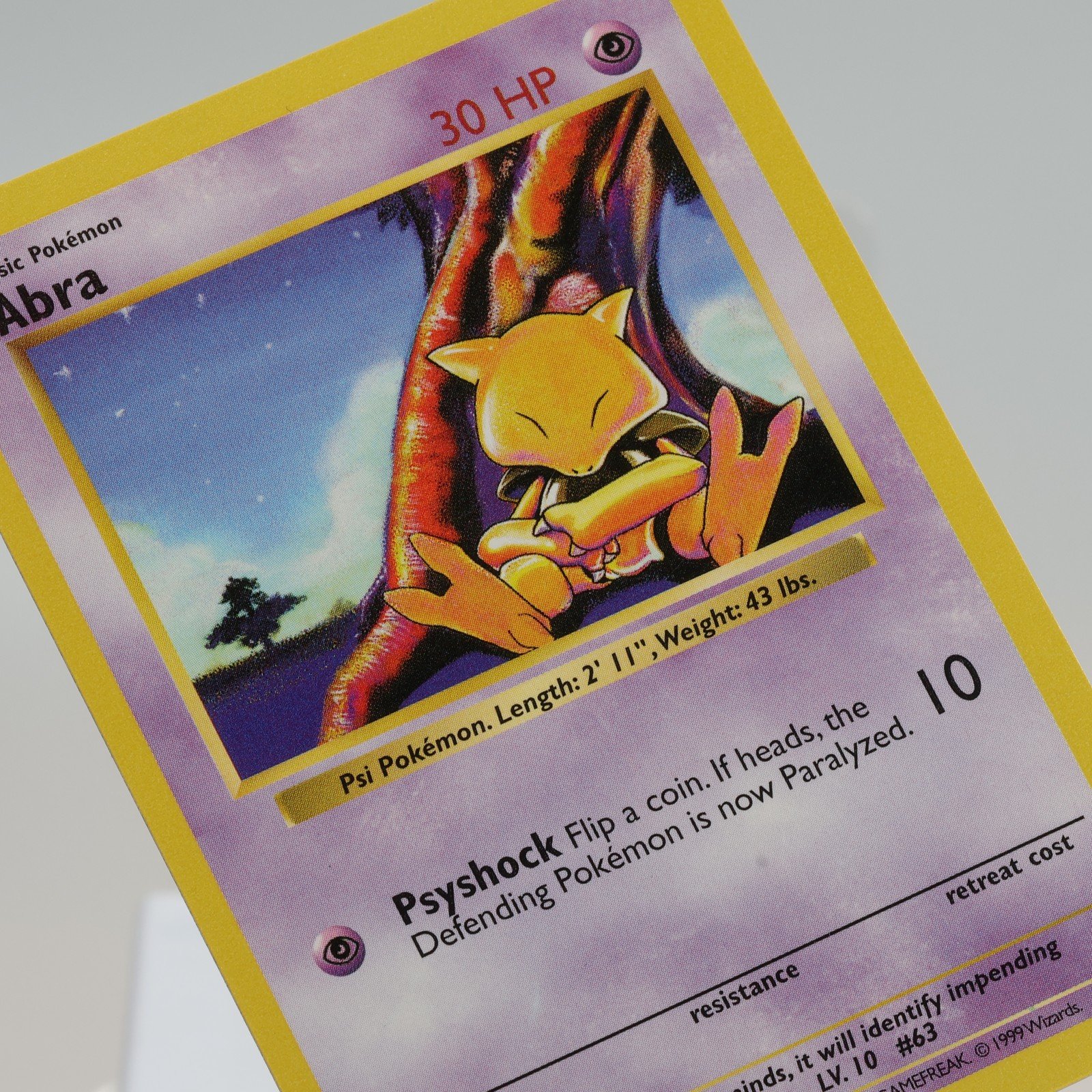 Pokemon TCG – Abra 43/102 Base Set Common Shadowless WOTC 1999 – EXC/NM