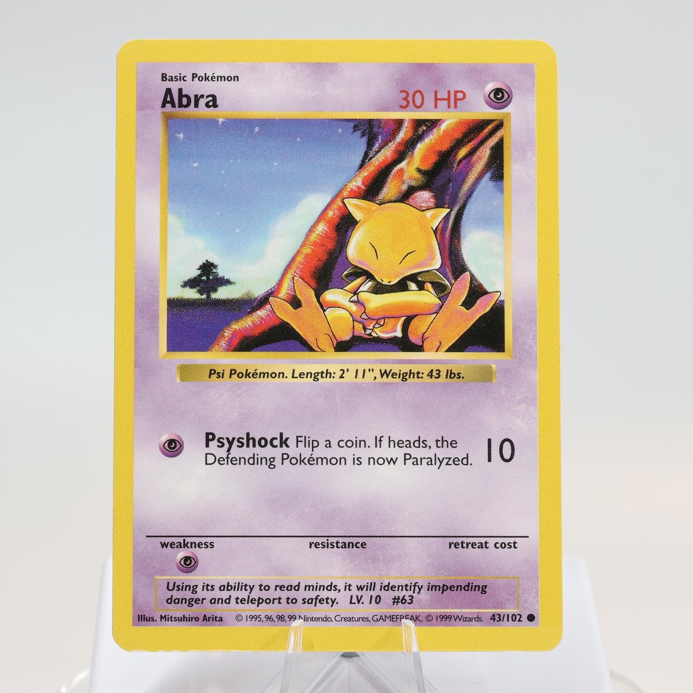 Pokemon TCG Abra 43102 Base Set Common Shadowless WOTC 1999 EXCNM 168144948302 2