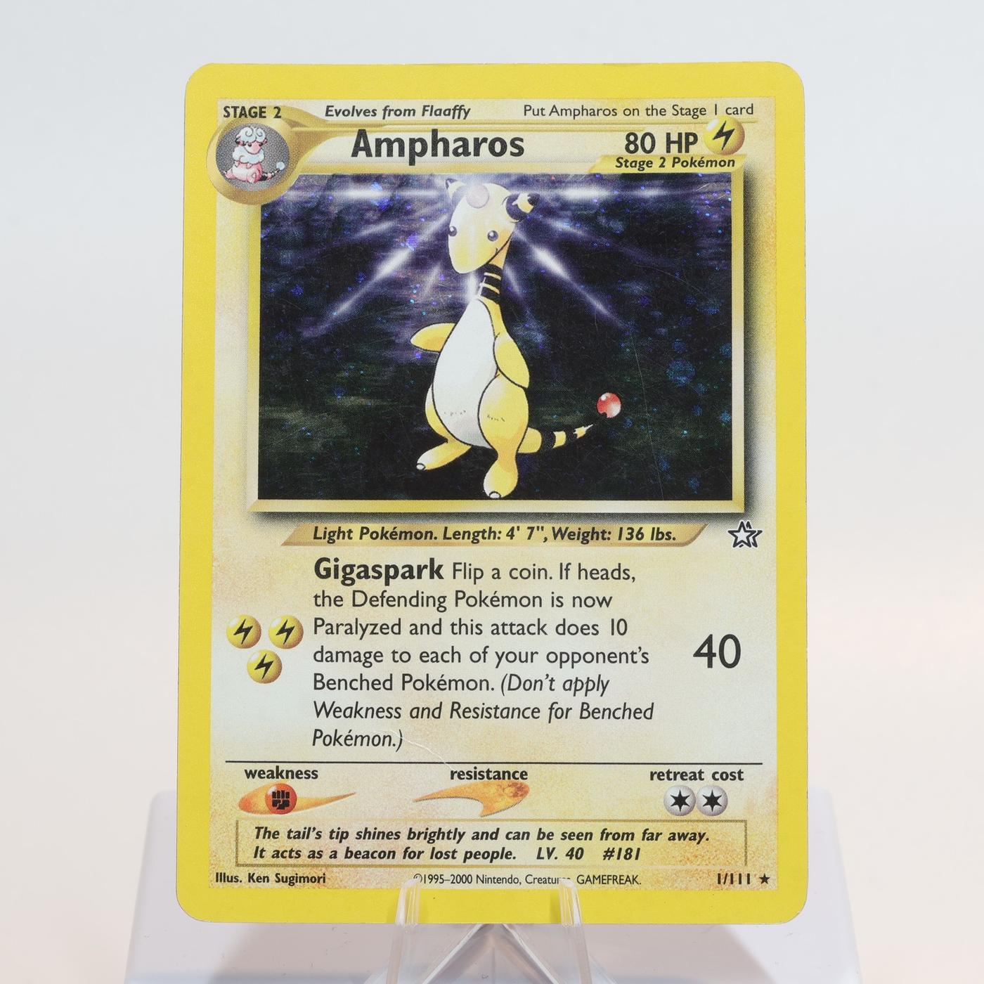 Pokemon TCG Ampharos 1111 Neo Genesis Holo Rare WOTC PL Crease 168205418462 2