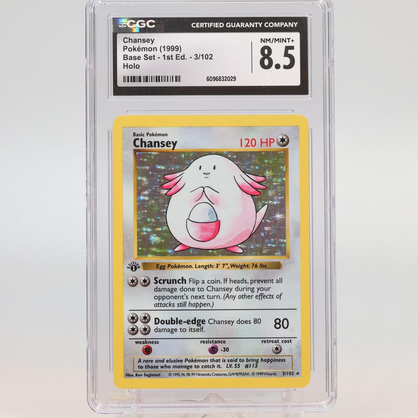 Pokemon TCG Chansey 3102 Base Set Holo Rare 1st Edition CGC 85 NMMT 168407689372 2