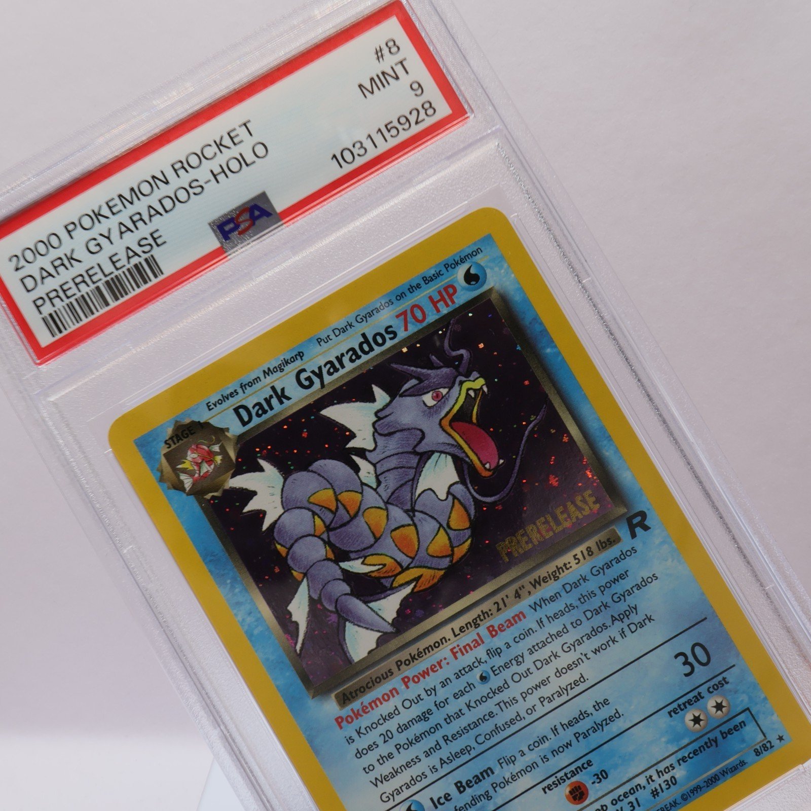 Pokemon TCG – Dark Gyarados 8/82 PRERELEASE Team Rocket Holo Rare  – PSA 9 MINT