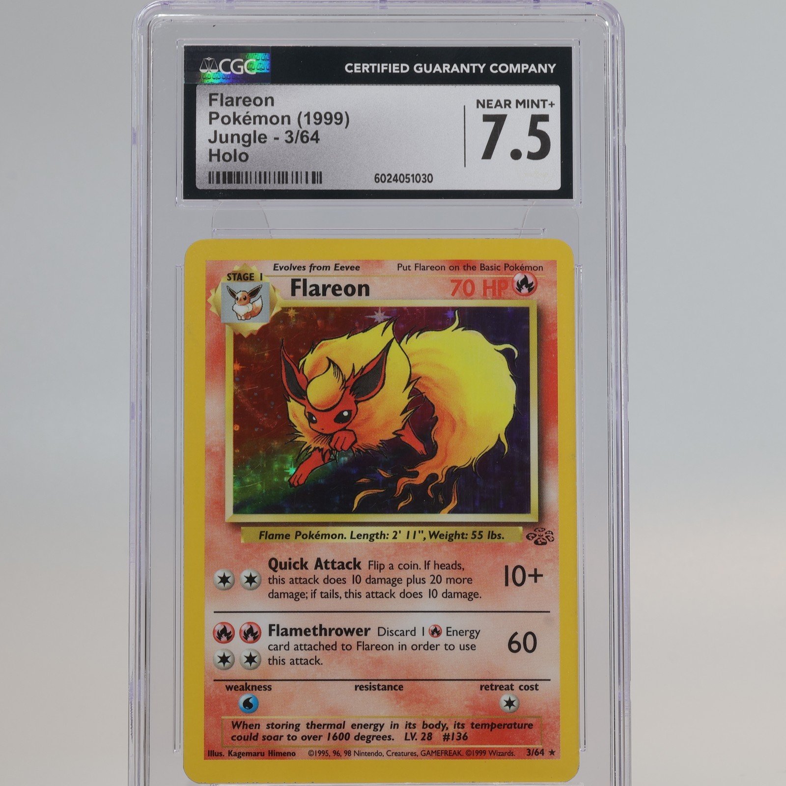 Pokemon TCG Flareon 364 Jungle Holo Rare CGC 75 NM 168126766352 2