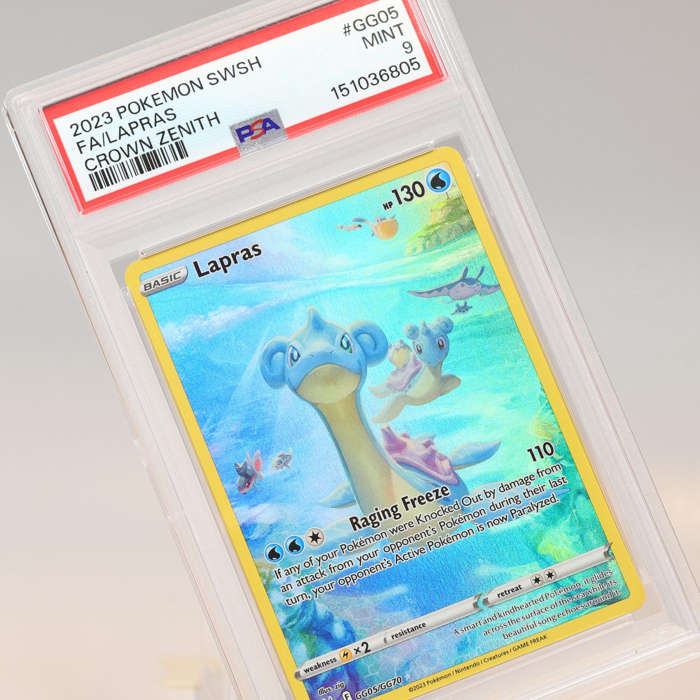 Pokemon TCG Lapras GG05GG70 Crown Zenith Trainer Gallery PSA 9 MINT 168441076172