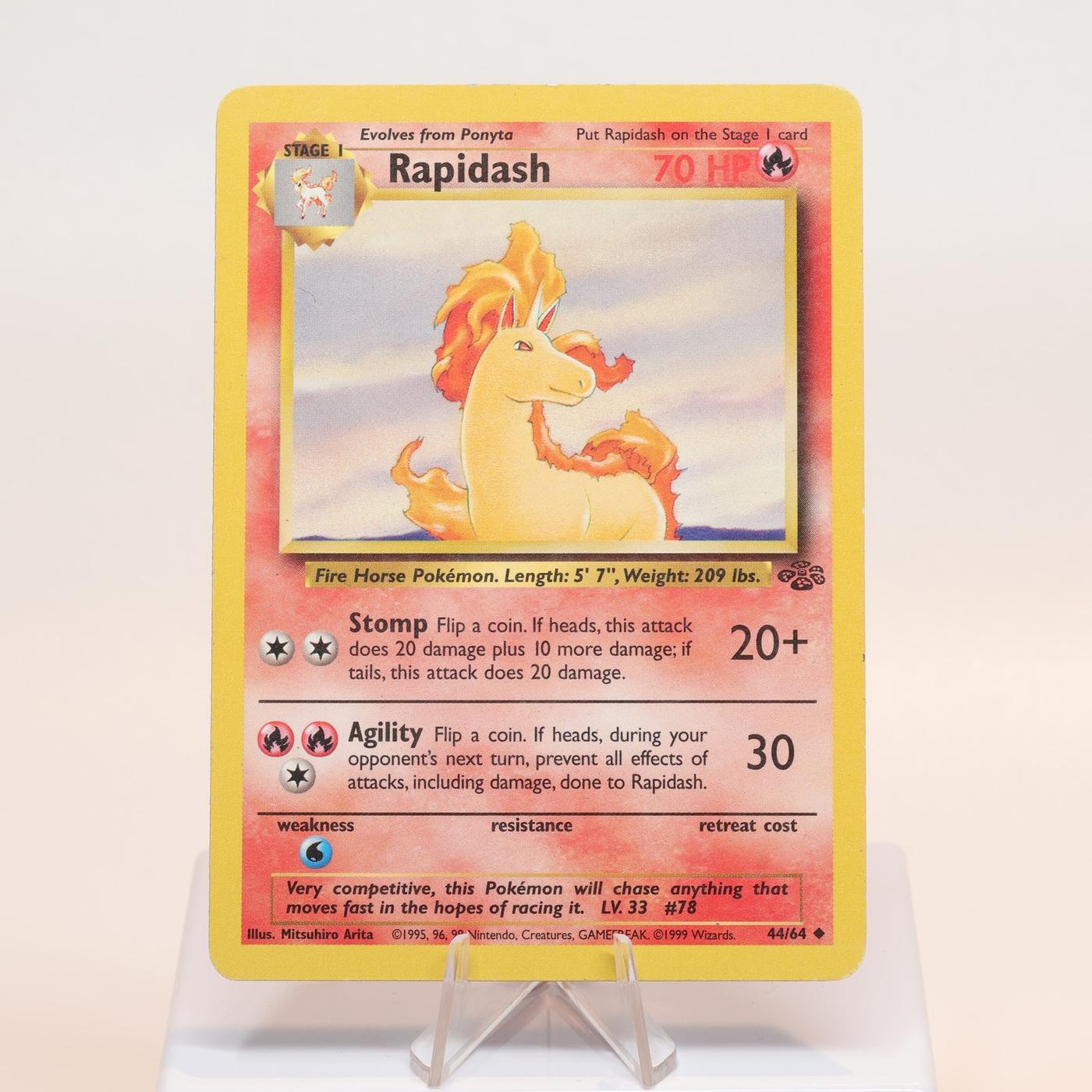 Pokemon TCG Rapidash 4464 Jungle Uncommon WOTC MPCrease 168232466102 2
