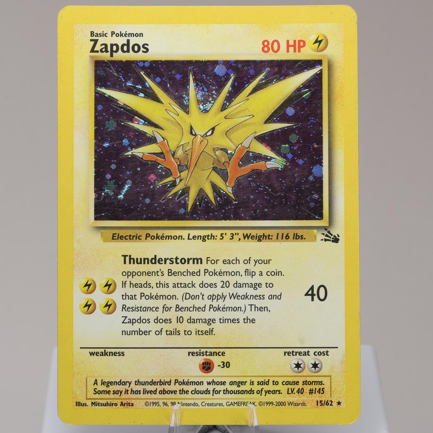 Pokemon TCG Zapdos 1562 Fossil Holo Rare Cosmos WOTC 1999 MP CRS 167950659122 2