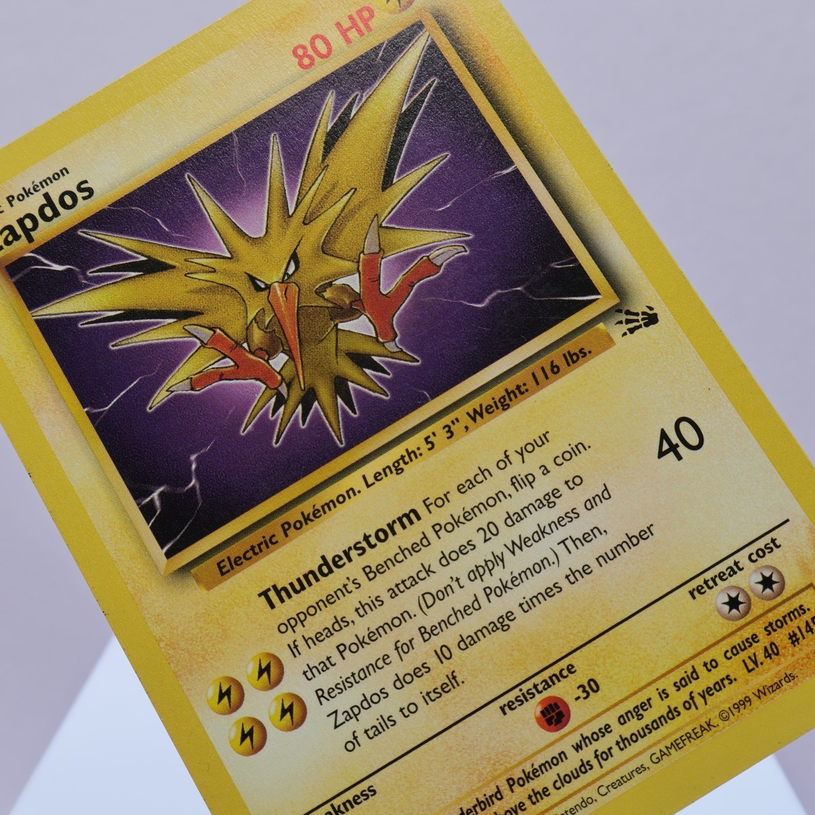 Pokemon TCG – Zapdos 30/62 Fossil Rare  WOTC 1999 – EXC