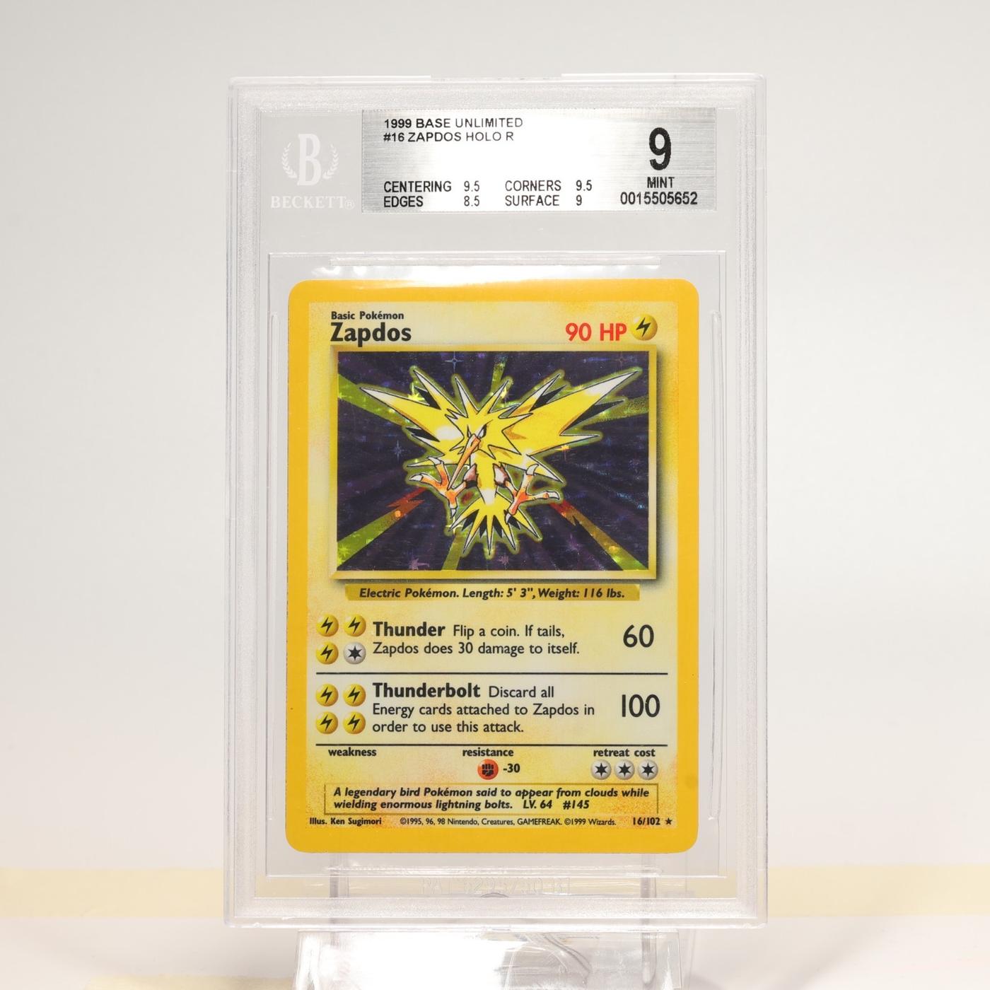 Pokemon TCG Zapdos Base Set 16102 Holo Unlimited Holo Rare BGS 9 168276171932 2