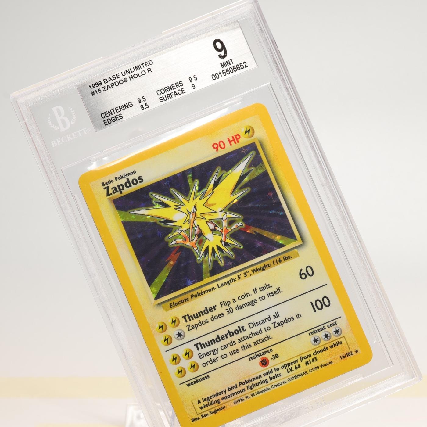 Pokémon TCG – Zapdos Base Set 16/102 Holo Unlimited Holo Rare – BGS 9
