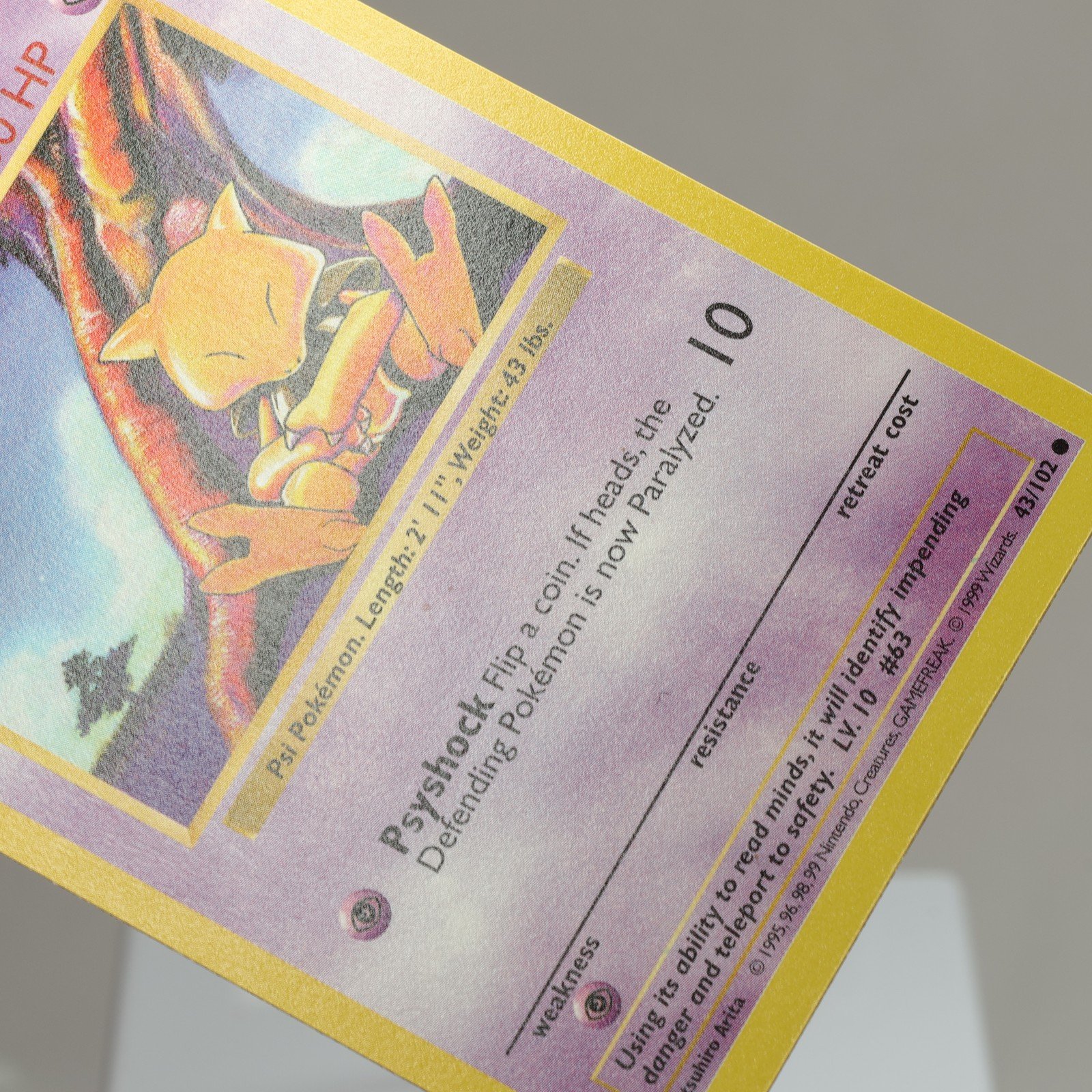 Pokemon TCG Abra 43102 Base Set Common Shadowless WOTC 1999 EXC 167974214003 4