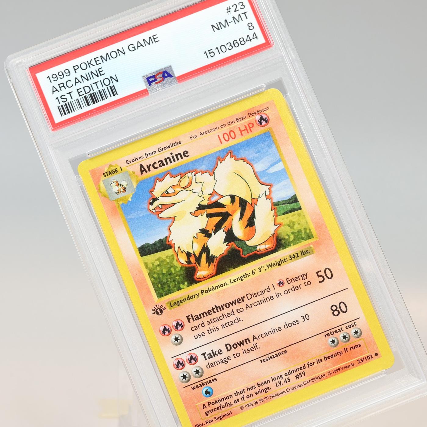 Pokemon TCG Arcanine 23102 Base Set Uncommon 1st Edition PSA 8 NMMT 168441076073