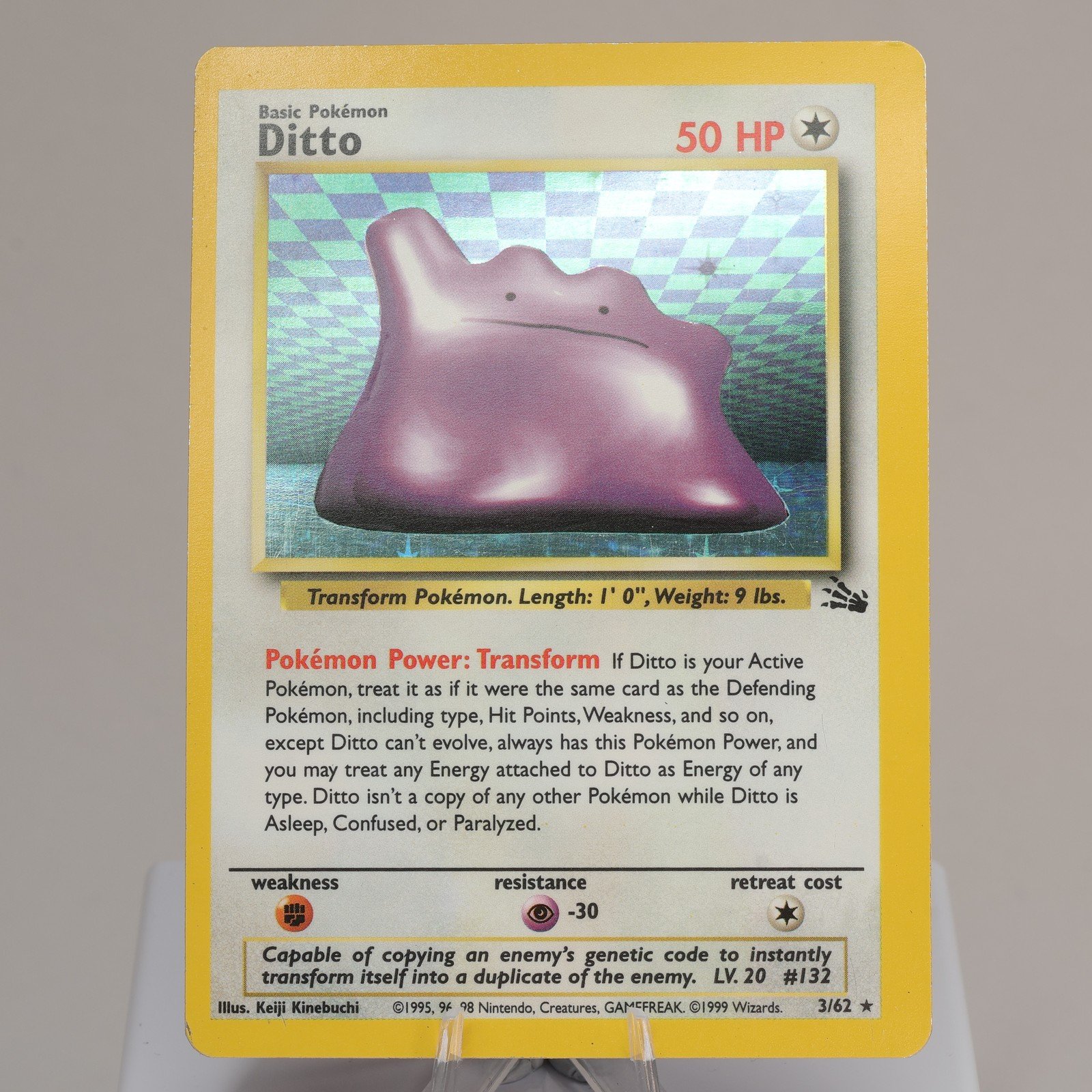 Pokemon TCG Ditto 362 Fossil Holo Rare WOTC 1999 MP Indent 167974214023 2